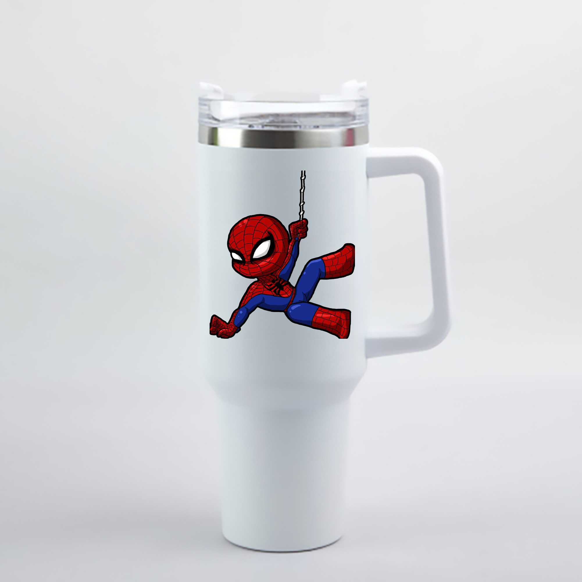 （画像用） Spider Man スパイダーマン 1200mL車用タンブラー - クリスタルステッカー（プラスチックストロー付き）