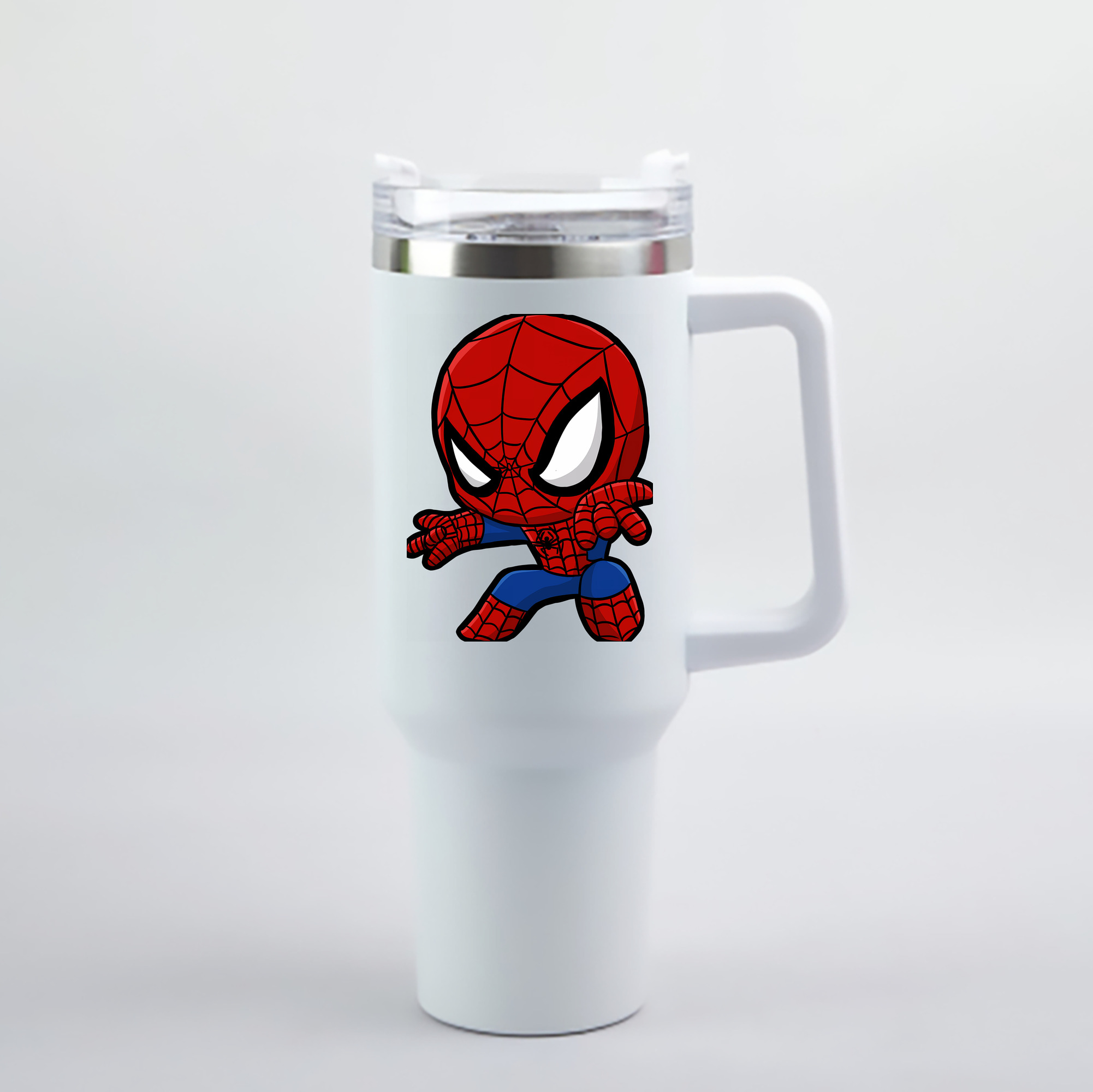 （画像用） Spider Man スパイダーマン 1200mL車用タンブラー - クリスタルステッカー（プラスチックストロー付き）