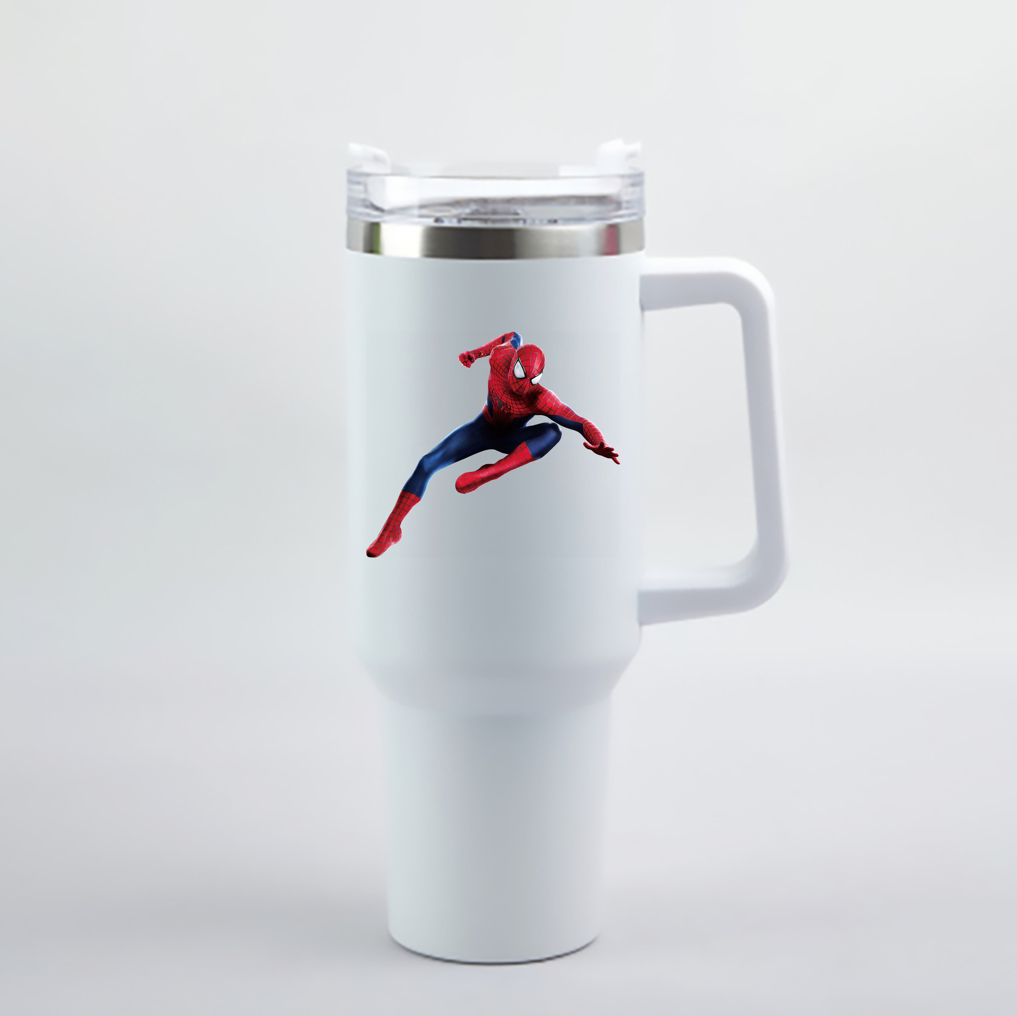 （画像用） Spider Man スパイダーマン 1200mL車用タンブラー - クリスタルステッカー（プラスチックストロー付き）
