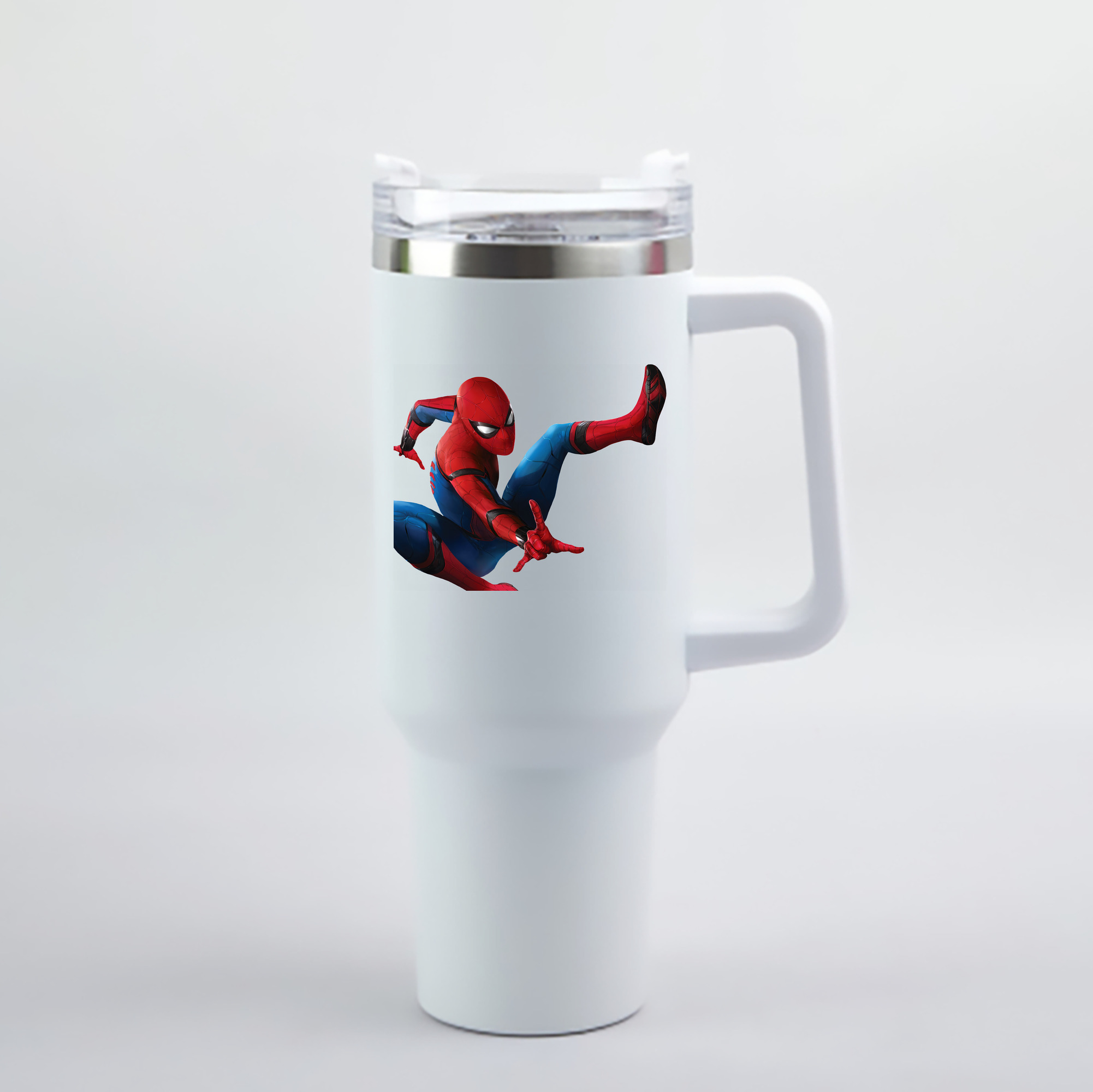 （画像用） Spider Man スパイダーマン 1200mL車用タンブラー - クリスタルステッカー（プラスチックストロー付き）