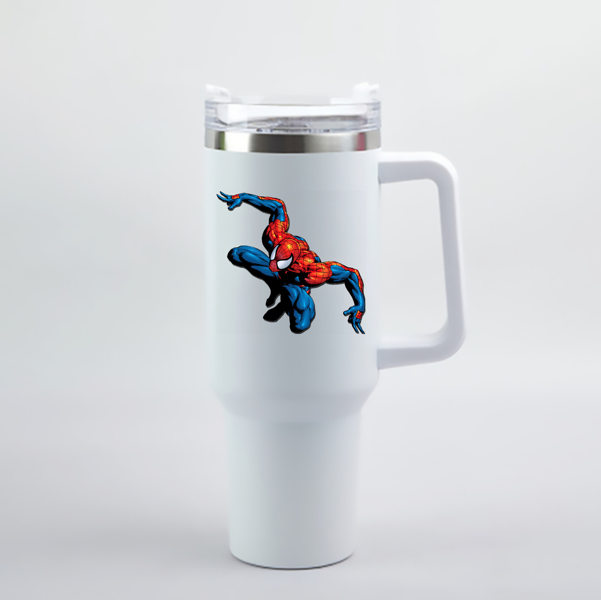 （画像用） Spider Man スパイダーマン 1200mL車用タンブラー - クリスタルステッカー（プラスチックストロー付き）
