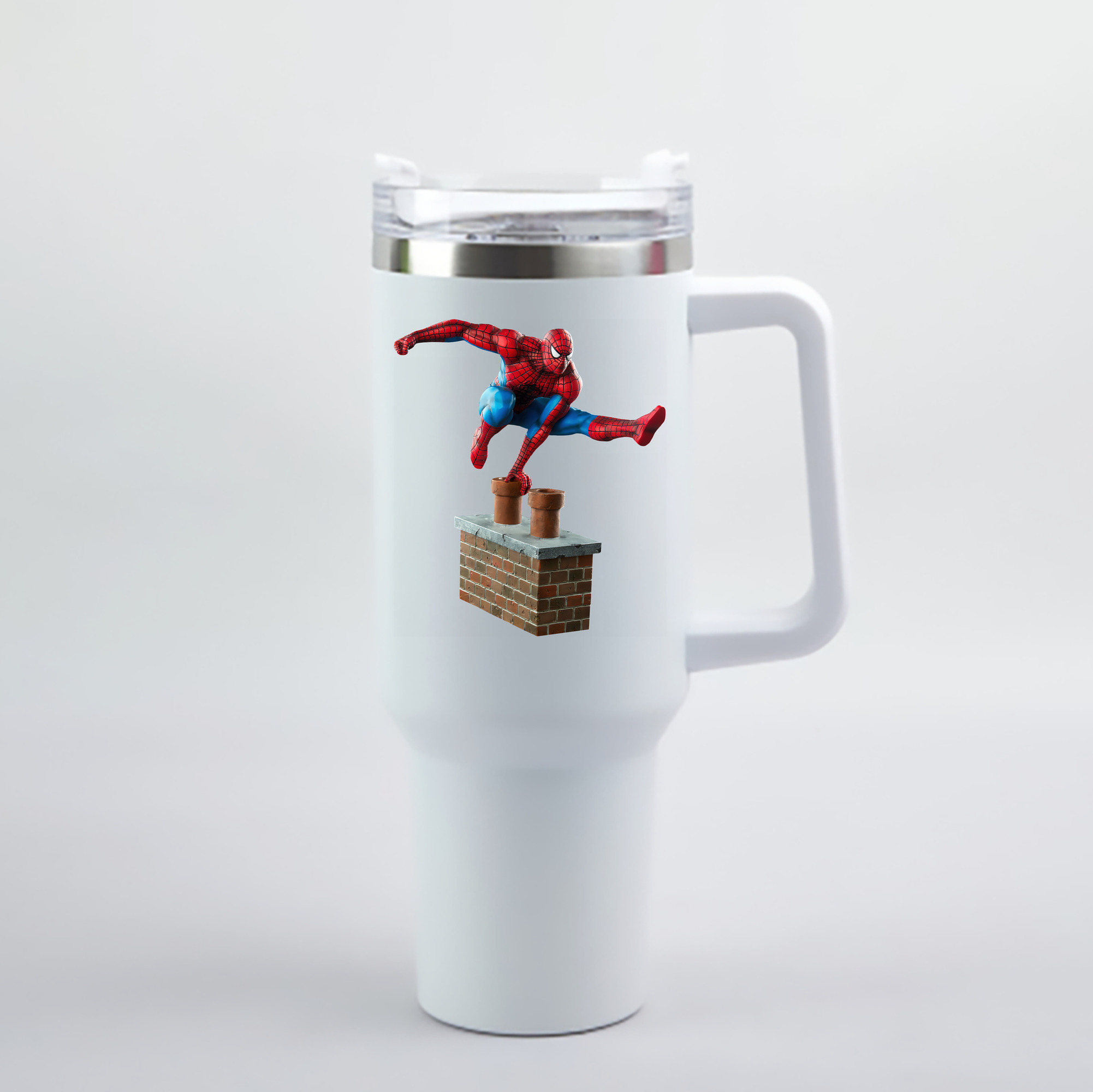 （画像用） Spider Man スパイダーマン 1200mL車用タンブラー - クリスタルステッカー（プラスチックストロー付き）