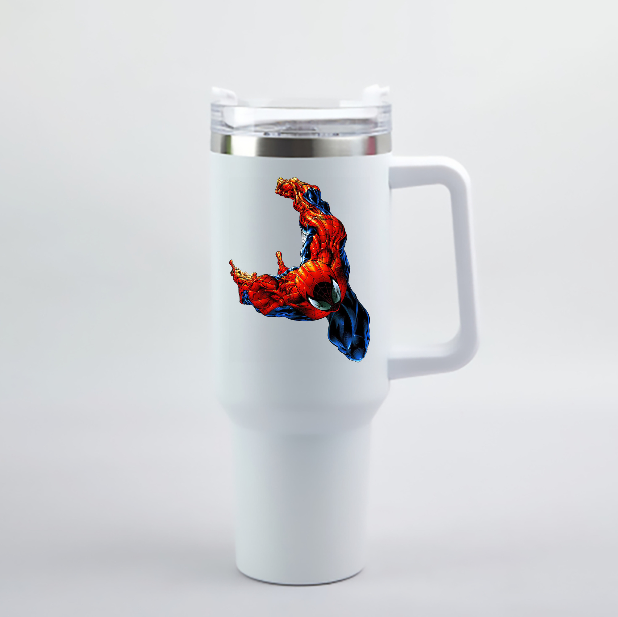 （画像用） Spider Man スパイダーマン 1200mL車用タンブラー - クリスタルステッカー（プラスチックストロー付き）