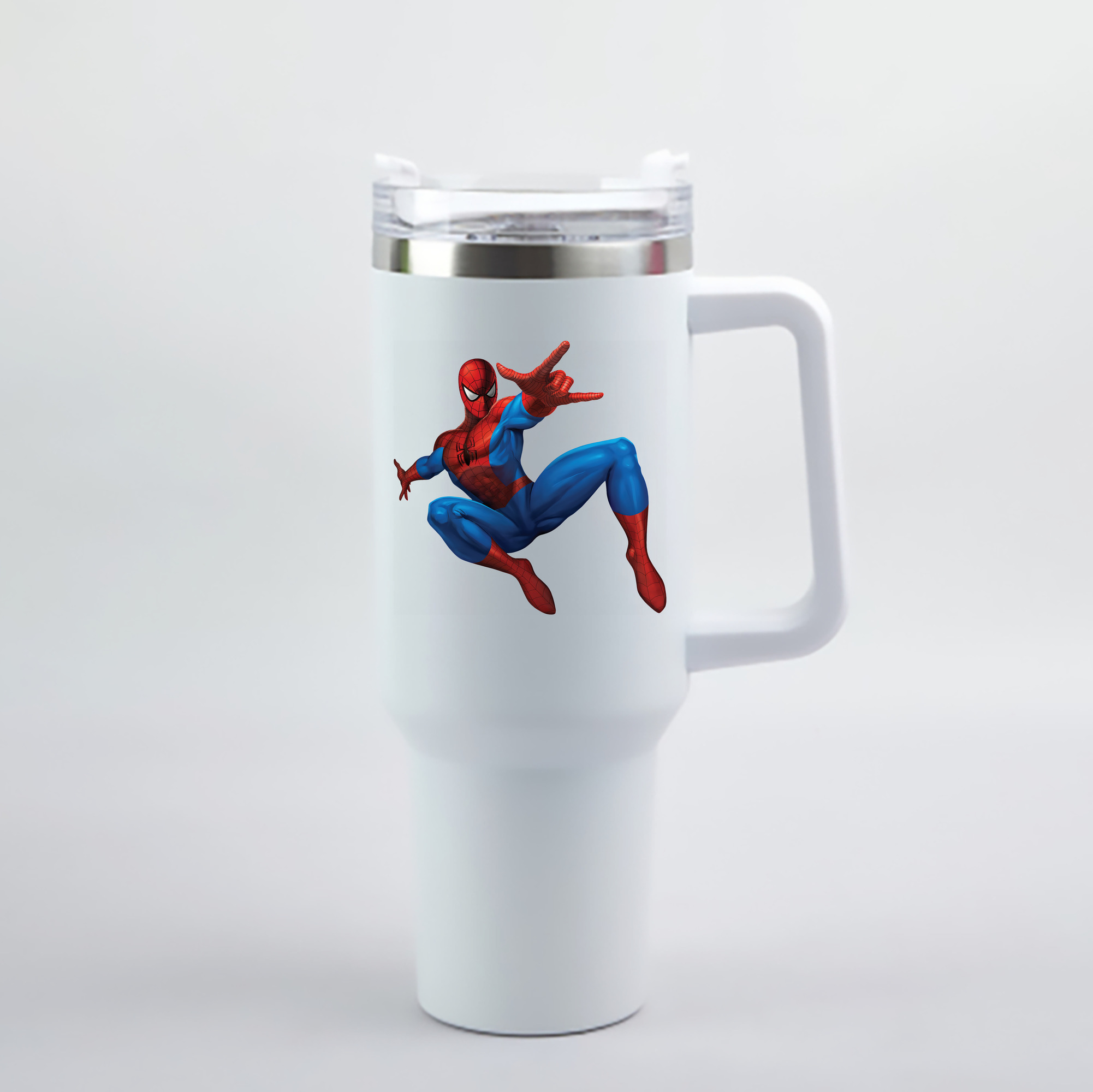 （画像用） Spider Man スパイダーマン 1200mL車用タンブラー - クリスタルステッカー（プラスチックストロー付き）