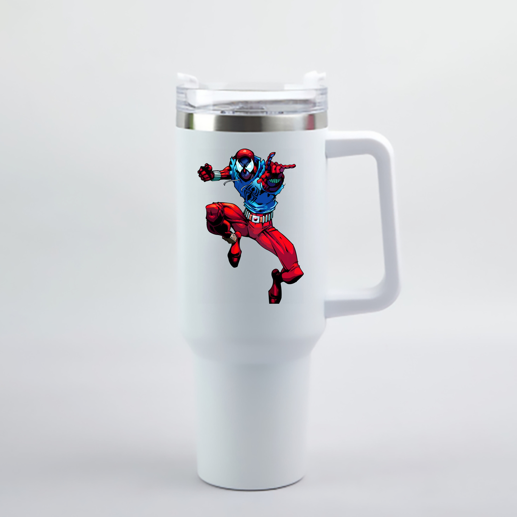 （画像用） Spider Man スパイダーマン 1200mL車用タンブラー - クリスタルステッカー（プラスチックストロー付き）