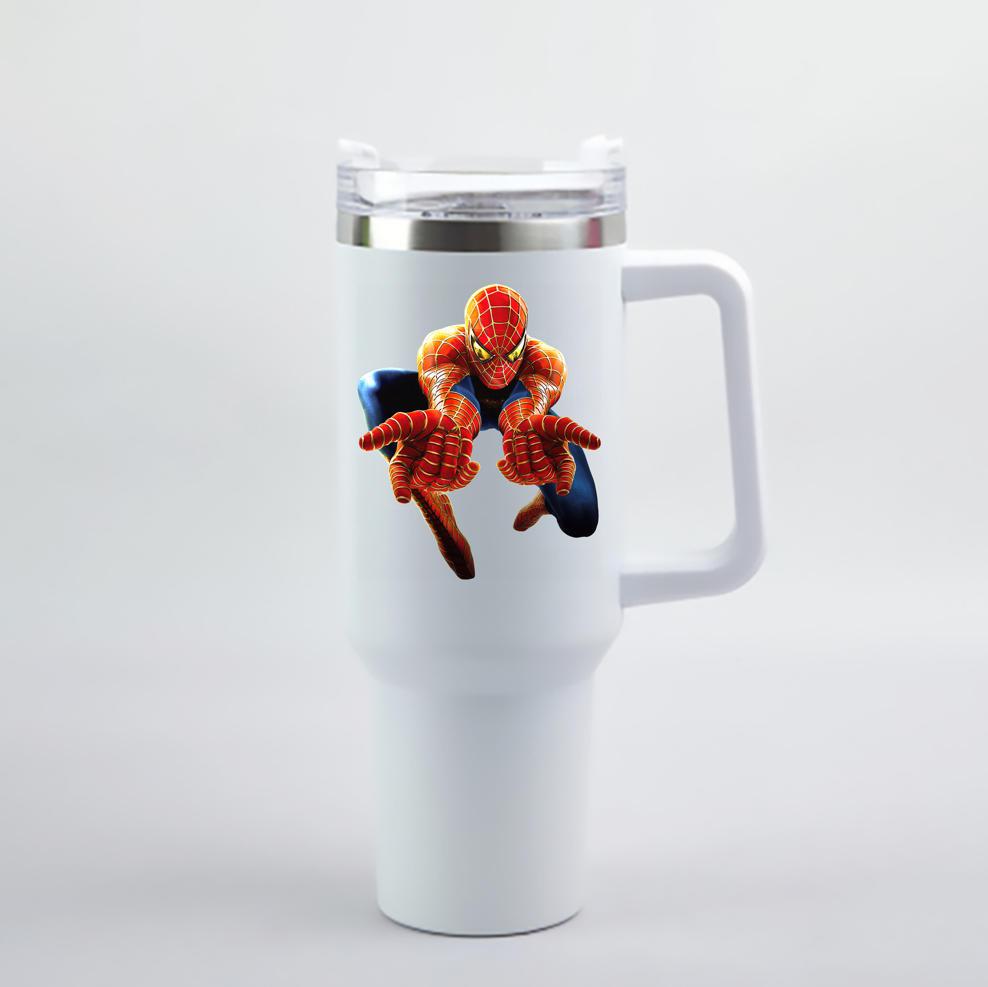 （画像用） Spider Man スパイダーマン 1200mL車用タンブラー - クリスタルステッカー（プラスチックストロー付き）