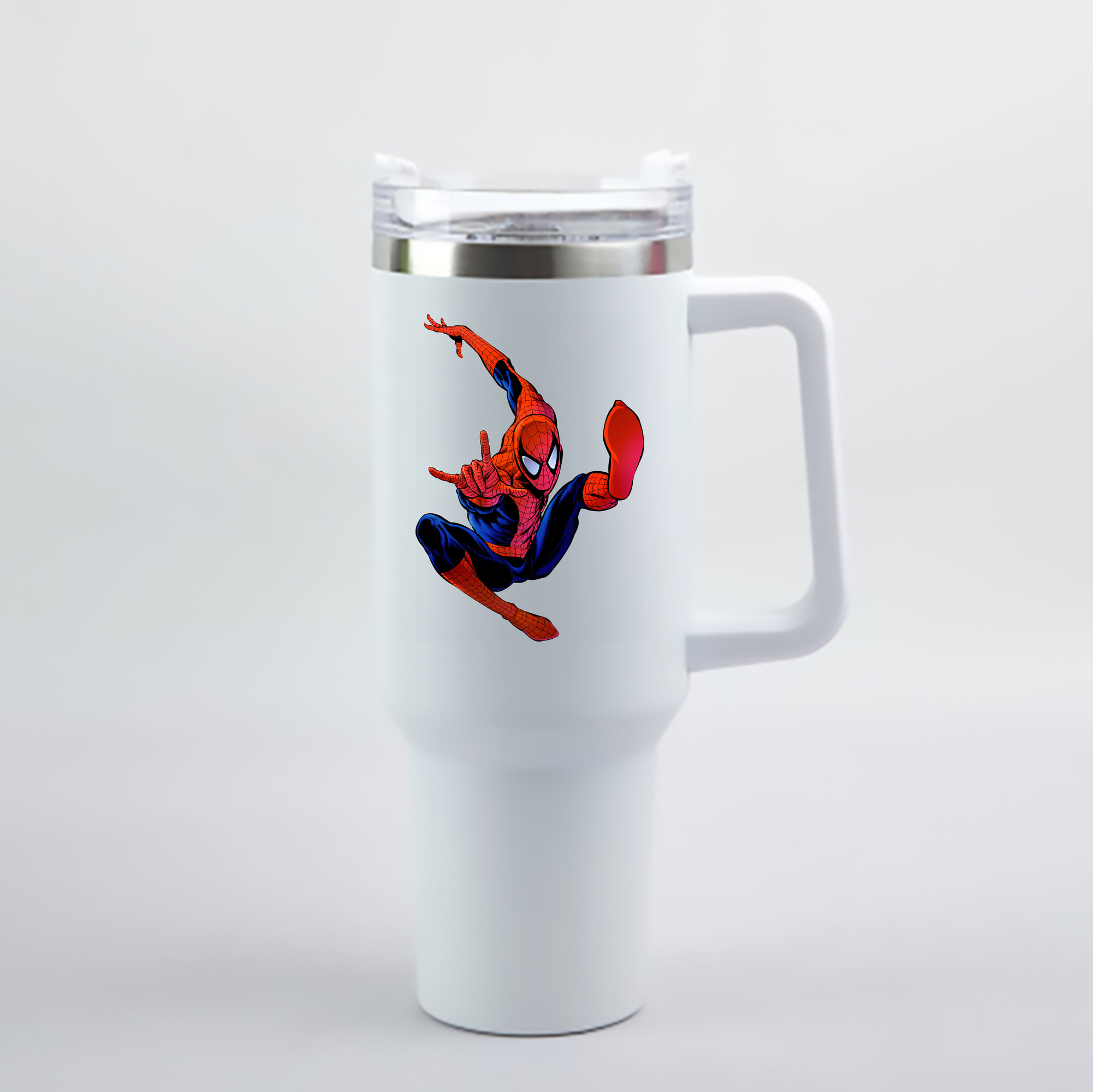（画像用） Spider Man スパイダーマン 1200mL車用タンブラー - クリスタルステッカー（プラスチックストロー付き）