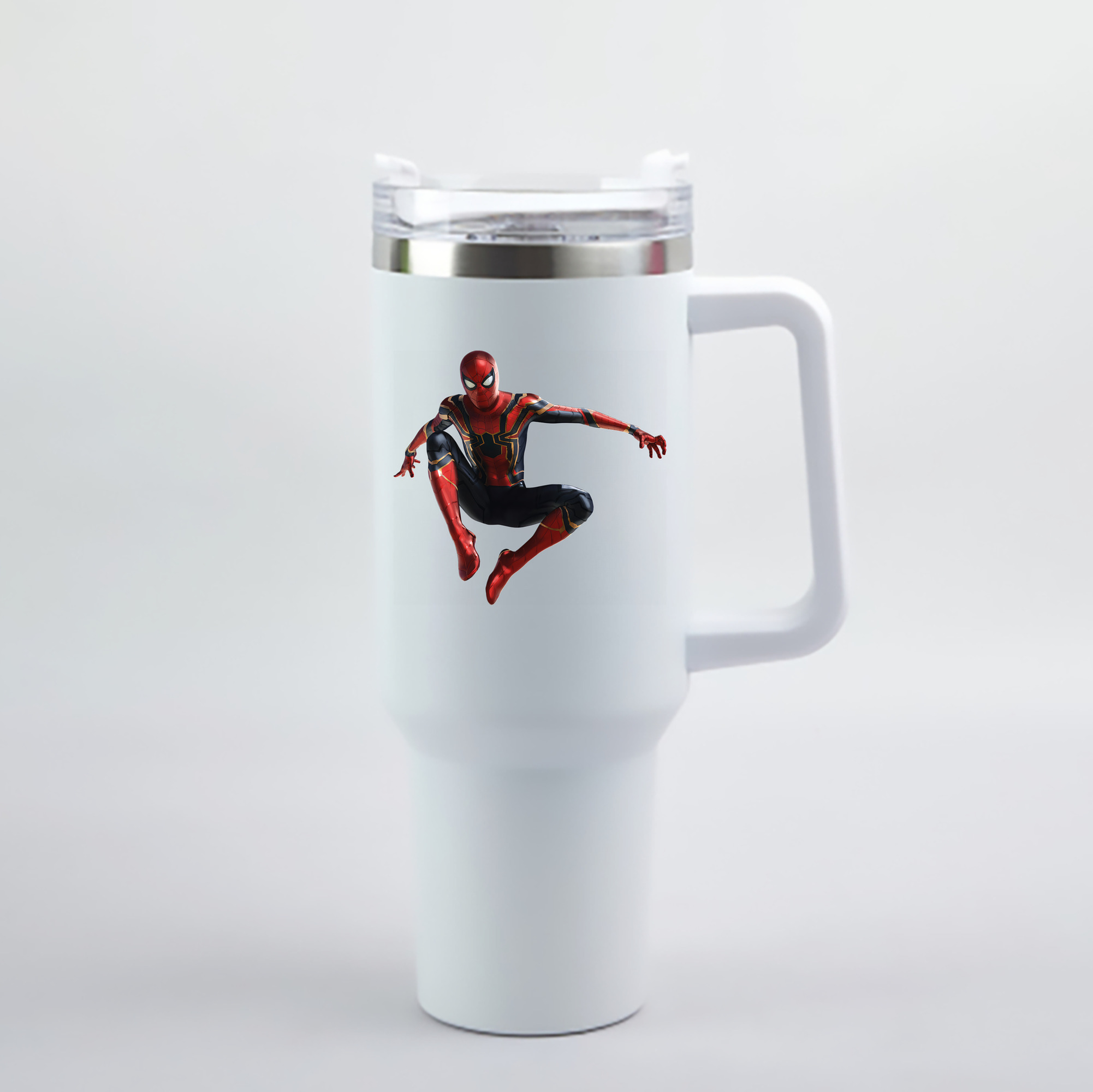 （画像用） Spider Man スパイダーマン 1200mL車用タンブラー - クリスタルステッカー（プラスチックストロー付き）