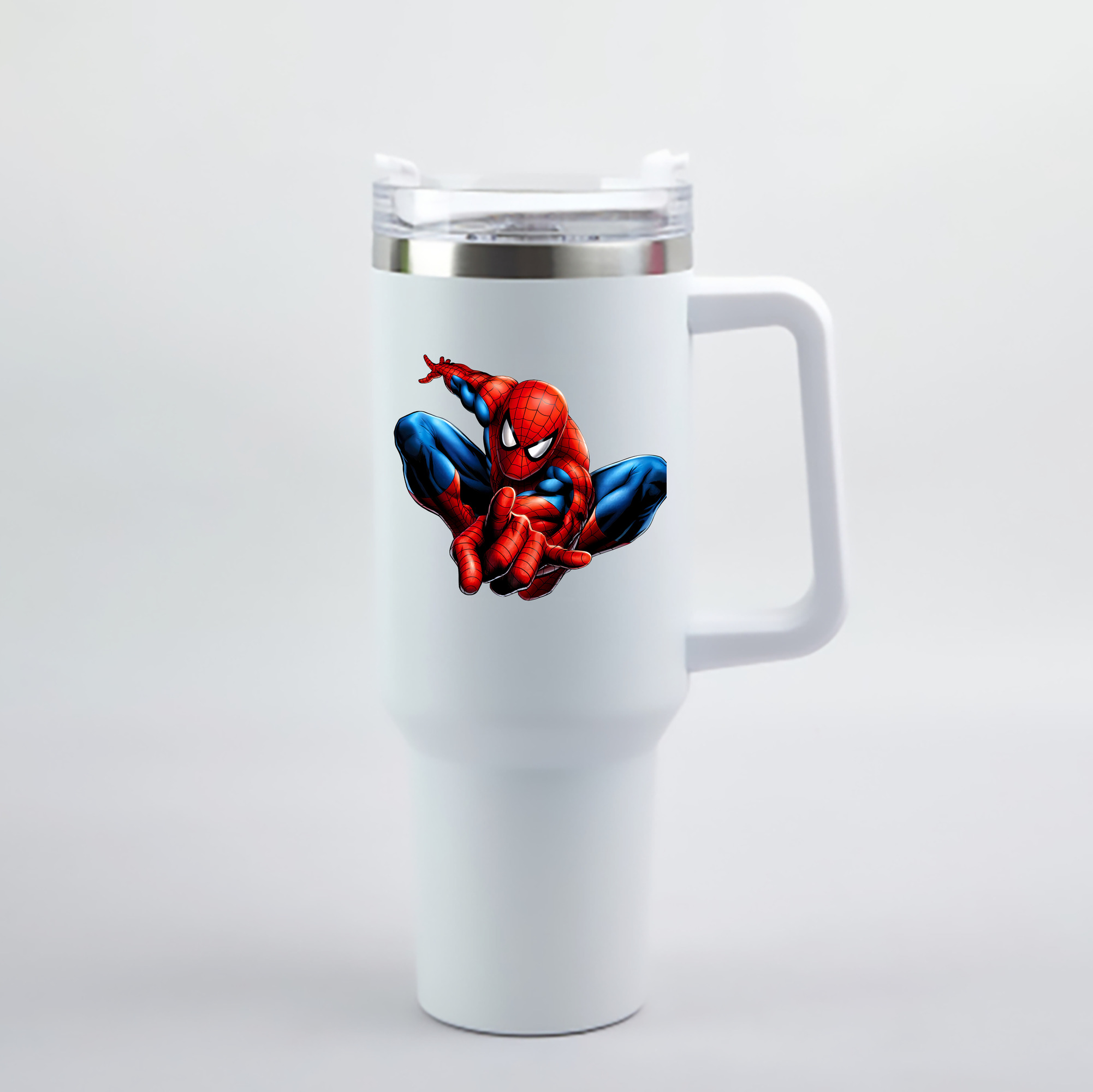 （画像用） Spider Man スパイダーマン 1200mL車用タンブラー - クリスタルステッカー（プラスチックストロー付き）