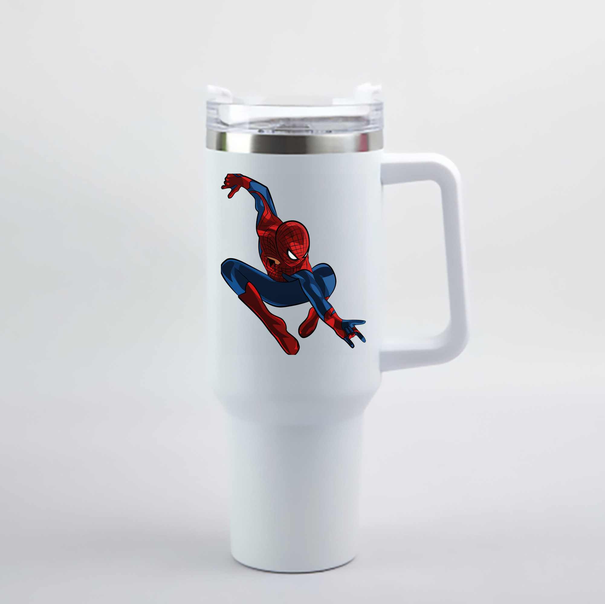（画像用） Spider Man スパイダーマン 1200mL車用タンブラー - クリスタルステッカー（プラスチックストロー付き）