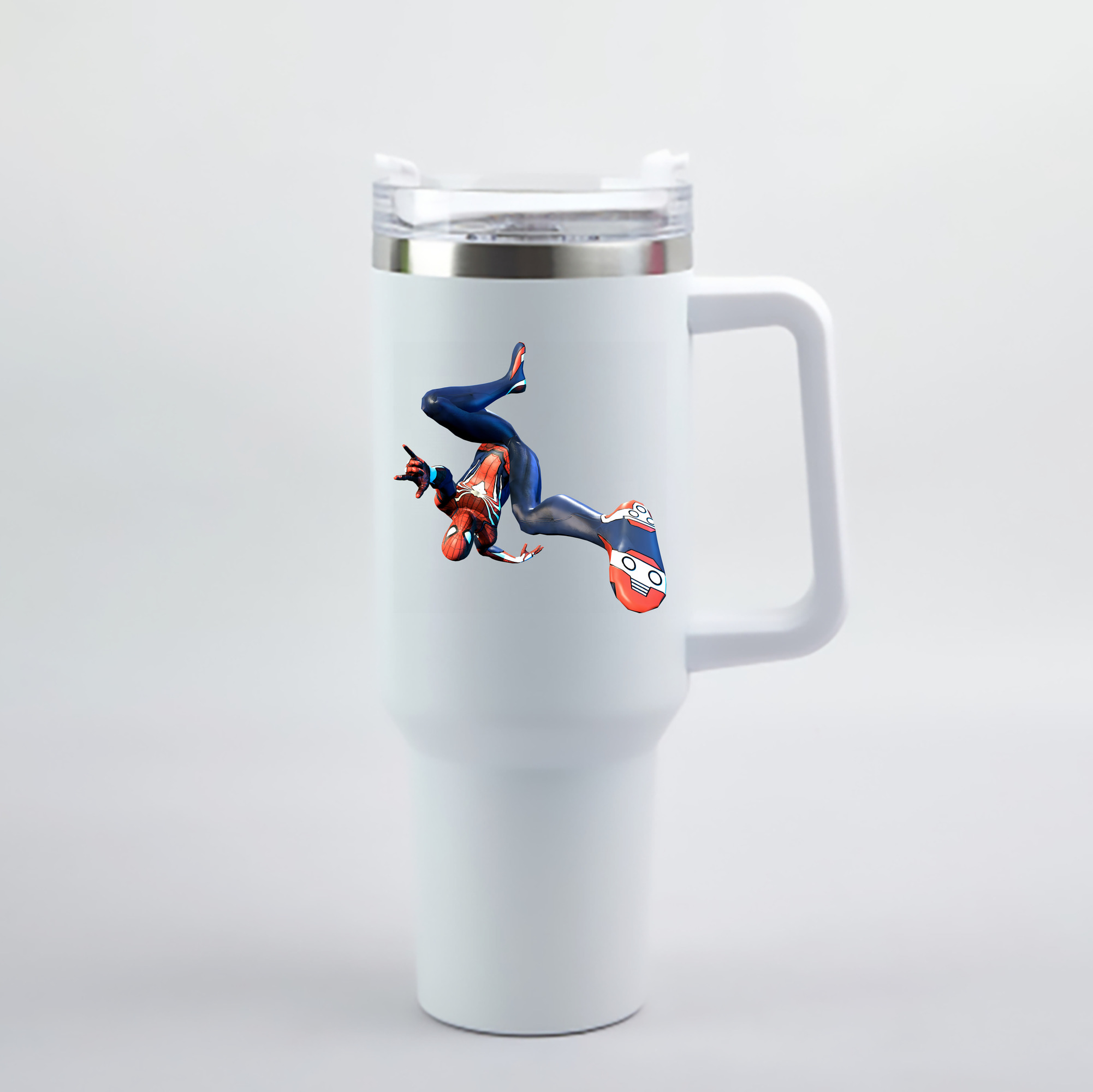 （画像用） Spider Man スパイダーマン 1200mL車用タンブラー - クリスタルステッカー（プラスチックストロー付き）