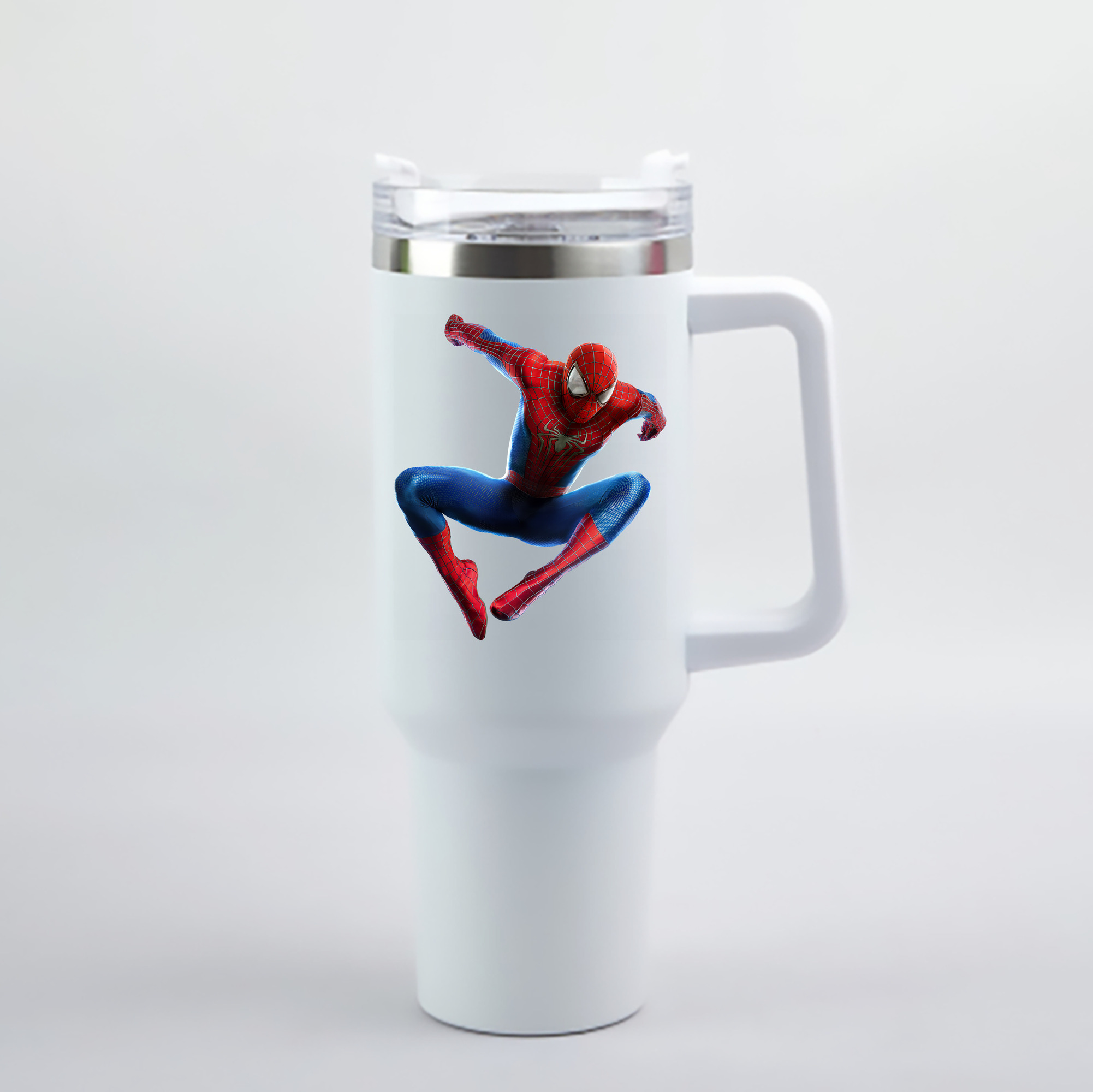 （画像用） Spider Man スパイダーマン 1200mL車用タンブラー - クリスタルステッカー（プラスチックストロー付き）