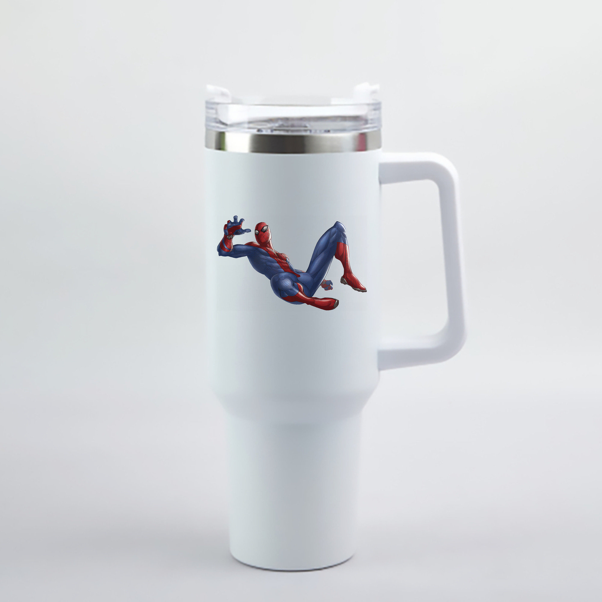 （画像用） Spider Man スパイダーマン 1200mL車用タンブラー - クリスタルステッカー（プラスチックストロー付き）