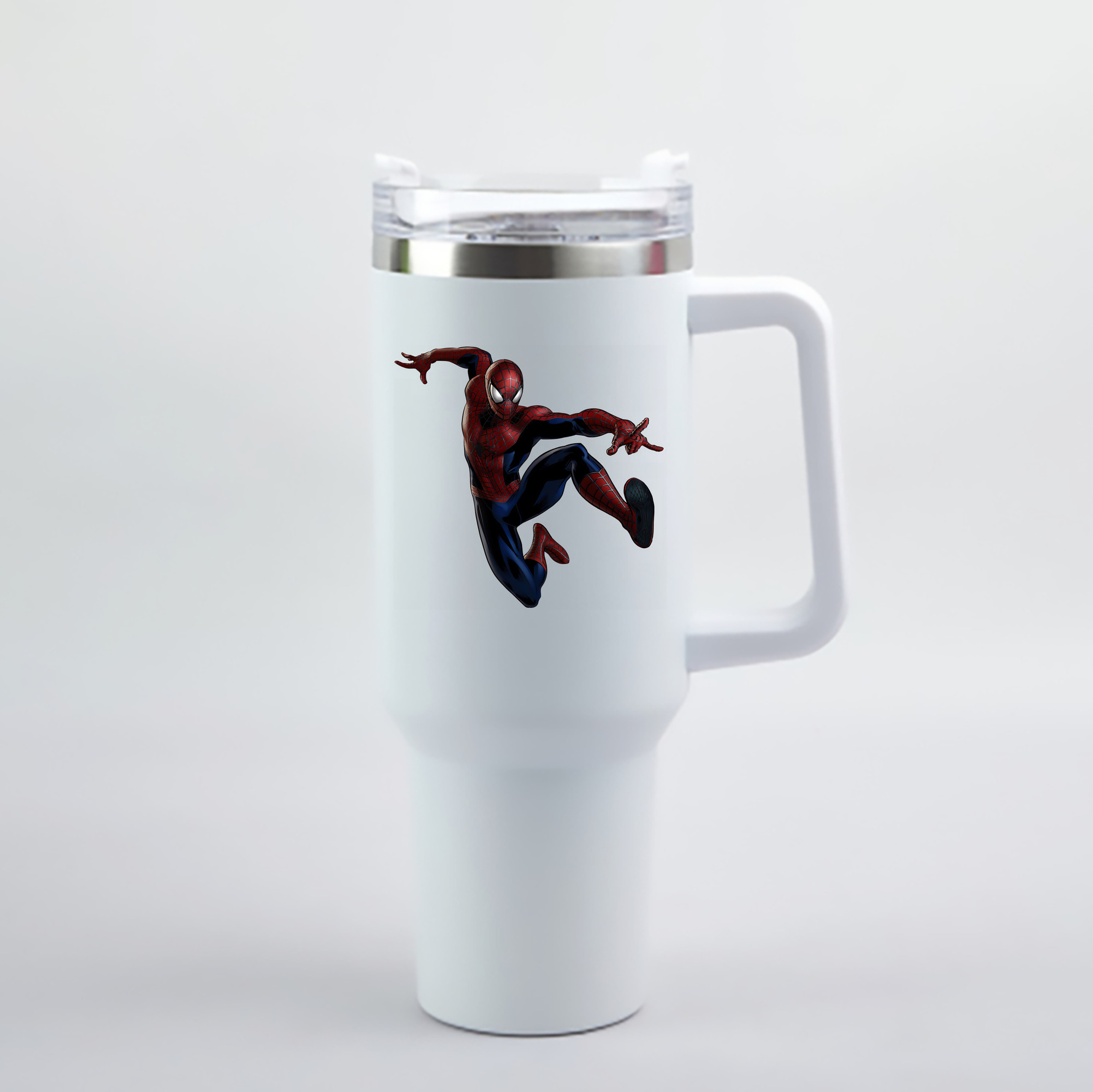 （画像用） Spider Man スパイダーマン 1200mL車用タンブラー - クリスタルステッカー（プラスチックストロー付き）
