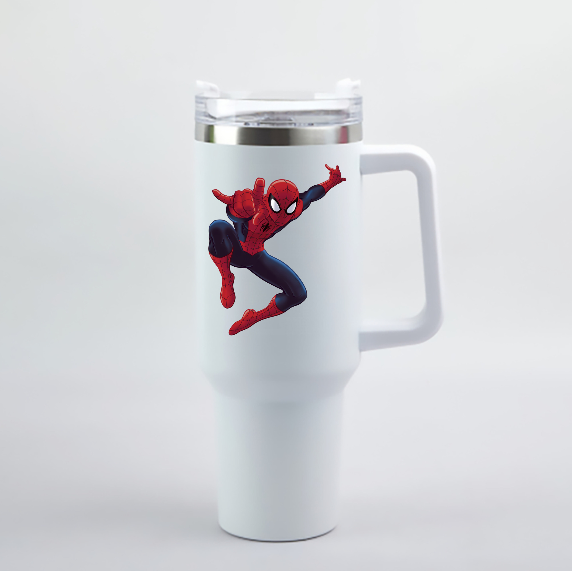 （画像用） Spider Man スパイダーマン 1200mL車用タンブラー - クリスタルステッカー（プラスチックストロー付き）
