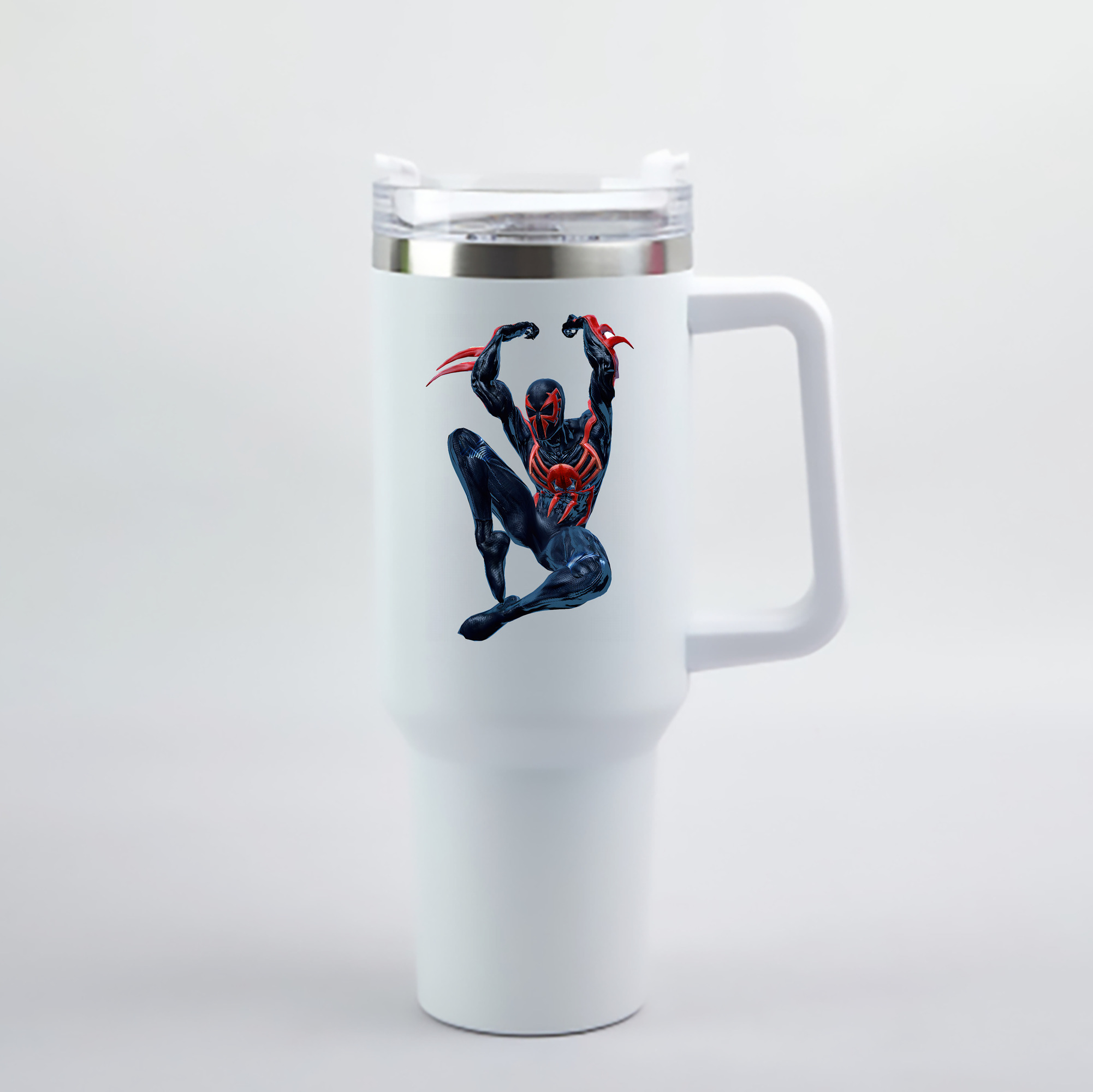 （画像用） Spider Man スパイダーマン 1200mL車用タンブラー - クリスタルステッカー（プラスチックストロー付き）