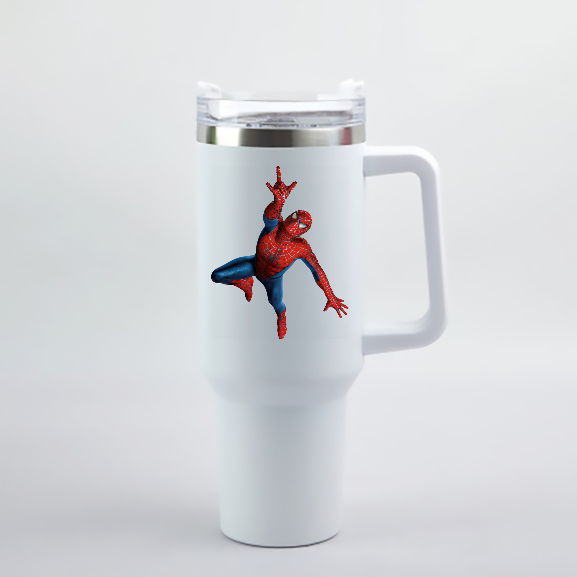（画像用） Spider Man スパイダーマン 1200mL車用タンブラー - クリスタルステッカー（プラスチックストロー付き）