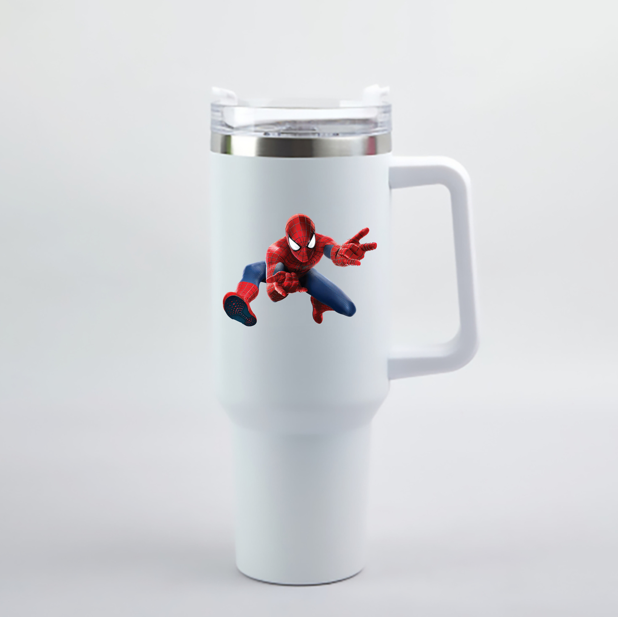 （画像用） Spider Man スパイダーマン 1200mL車用タンブラー - クリスタルステッカー（プラスチックストロー付き）