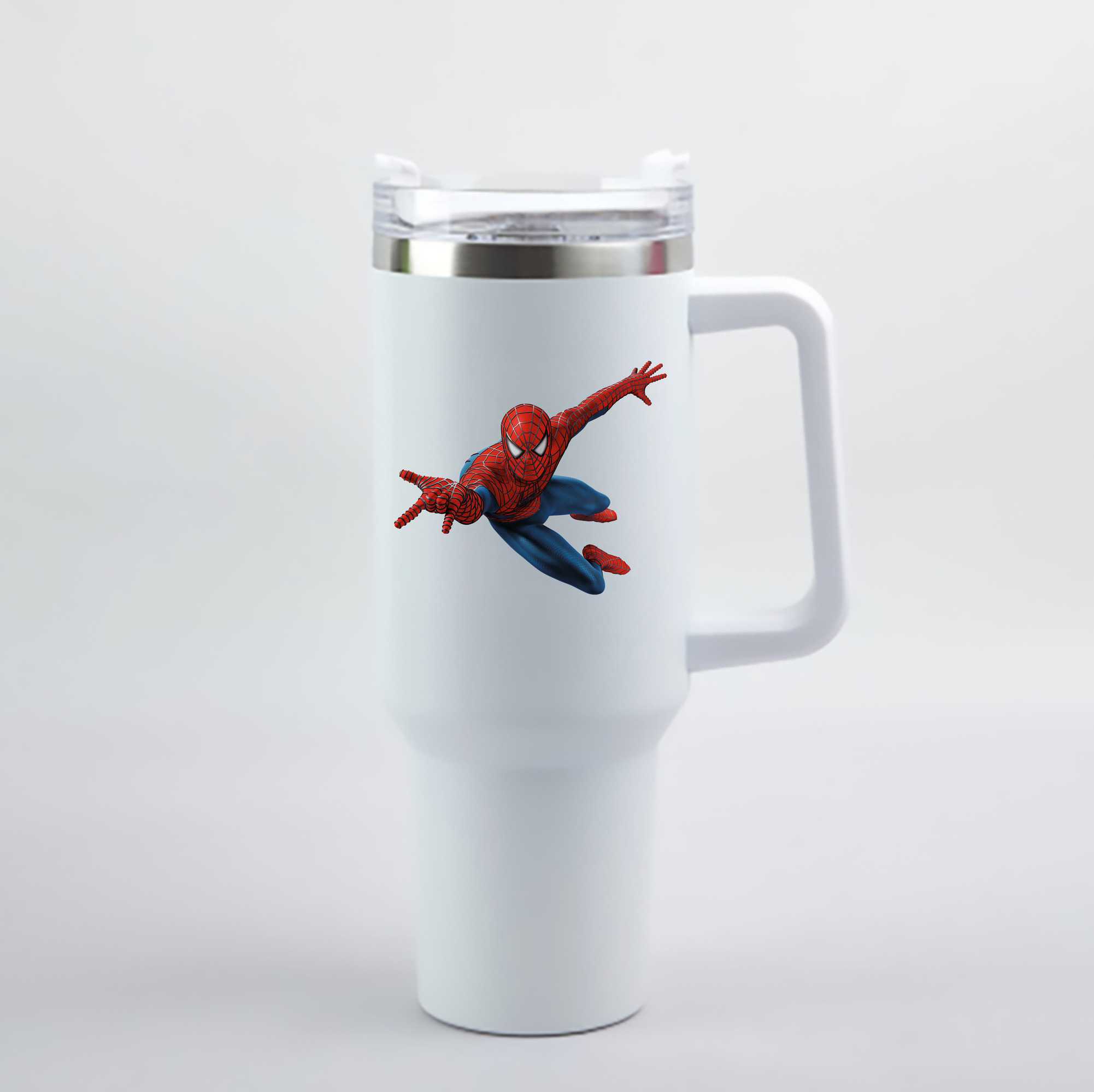 （画像用） Spider Man スパイダーマン 1200mL車用タンブラー - クリスタルステッカー（プラスチックストロー付き）