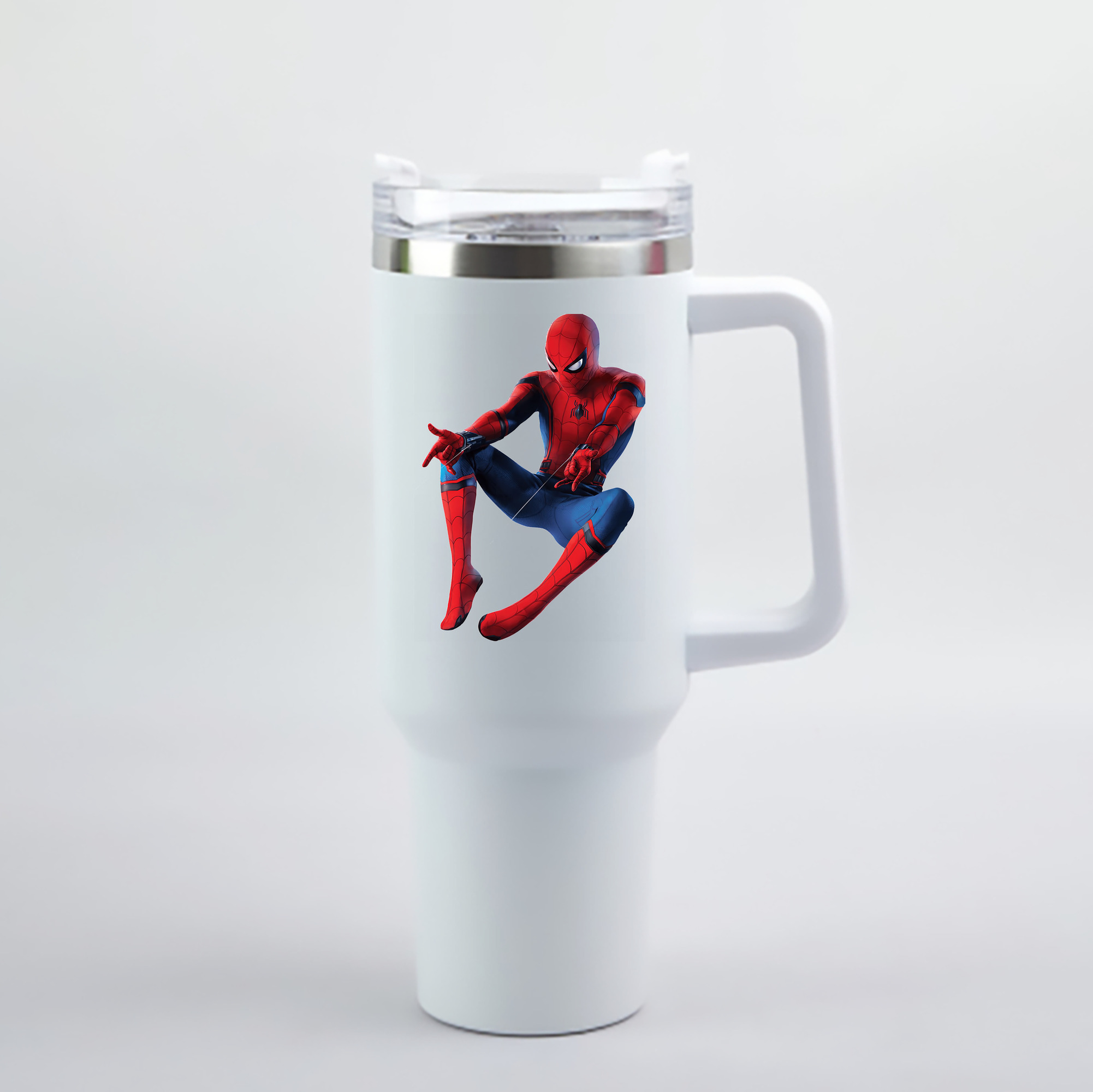 （画像用） Spider Man スパイダーマン 1200mL車用タンブラー - クリスタルステッカー（プラスチックストロー付き）