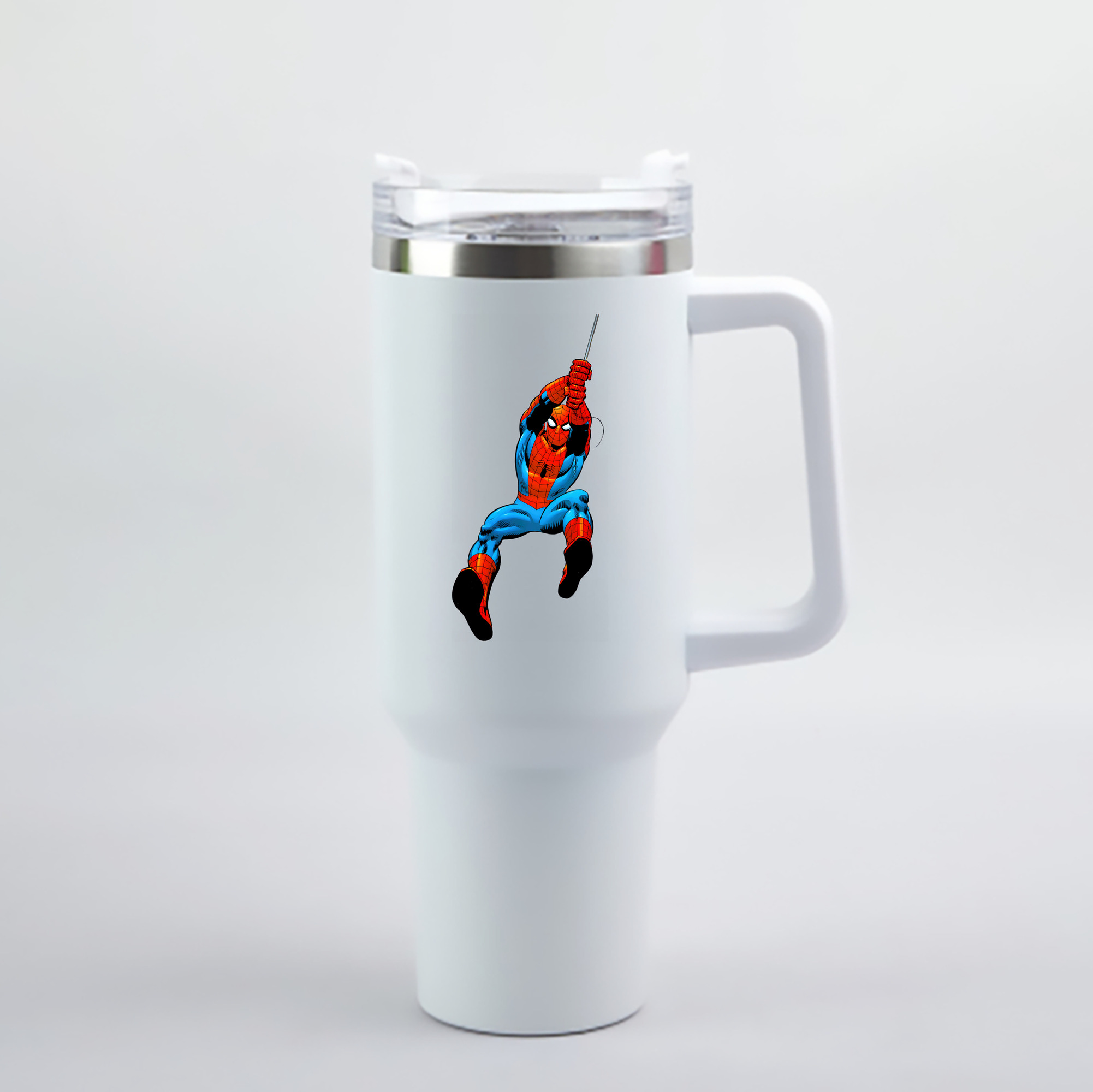 （画像用） Spider Man スパイダーマン 1200mL車用タンブラー - クリスタルステッカー（プラスチックストロー付き）
