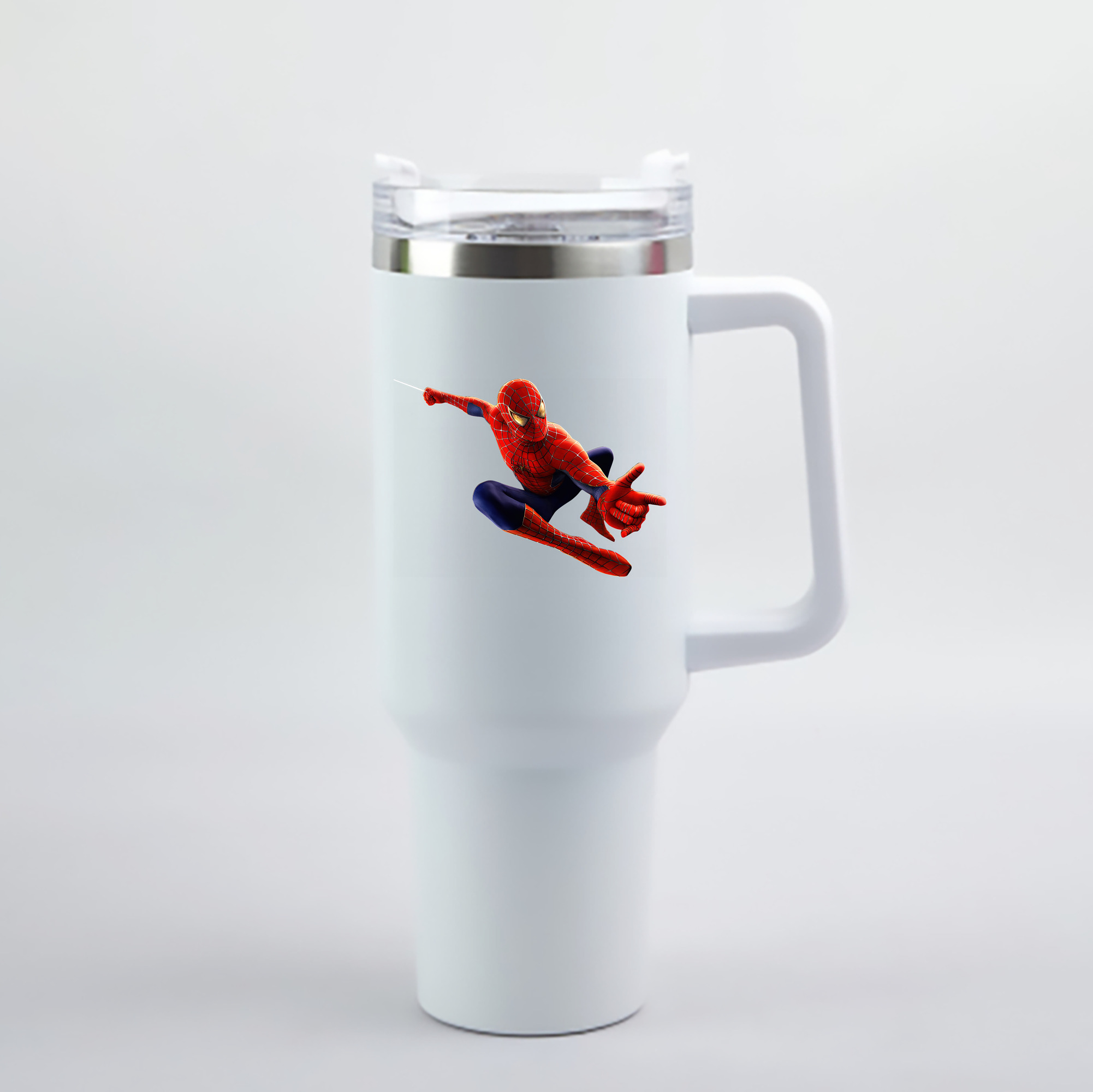 （画像用） Spider Man スパイダーマン 1200mL車用タンブラー - クリスタルステッカー（プラスチックストロー付き）