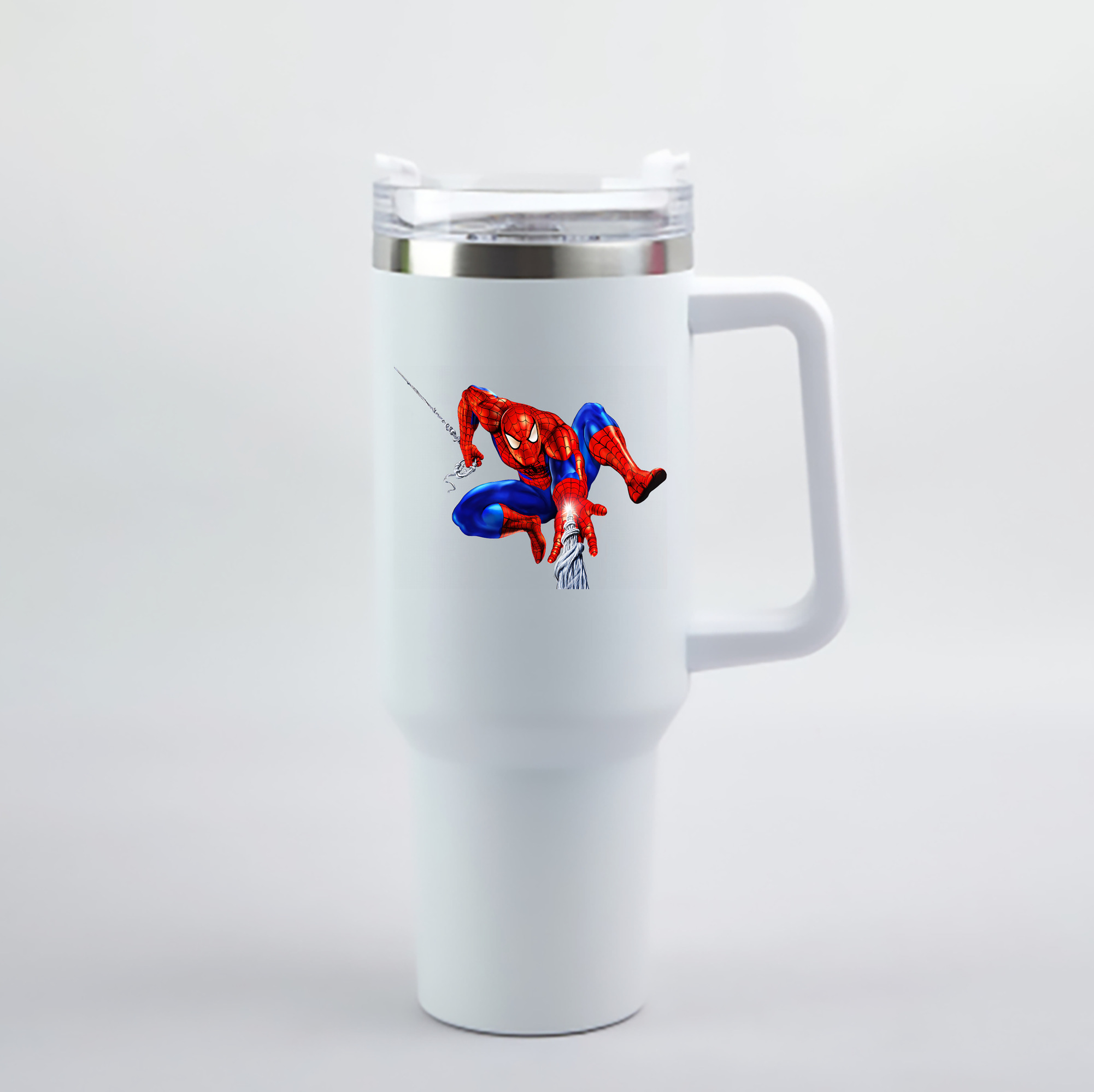 （画像用） Spider Man スパイダーマン 1200mL車用タンブラー - クリスタルステッカー（プラスチックストロー付き）