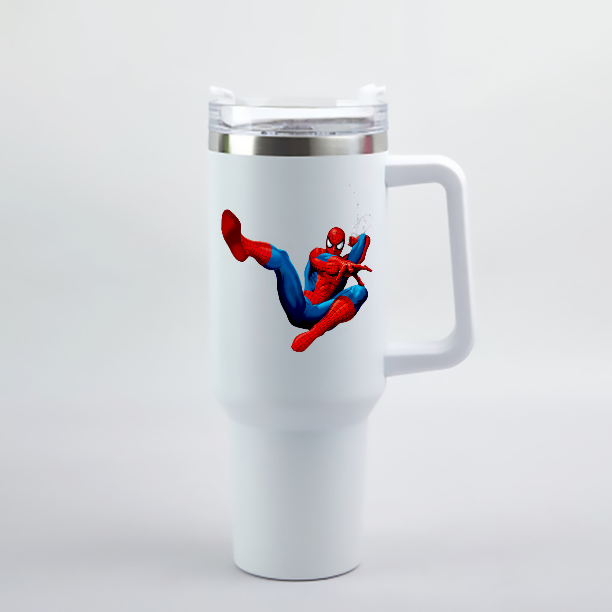 （画像用） Spider Man スパイダーマン 1200mL車用タンブラー - クリスタルステッカー（プラスチックストロー付き）