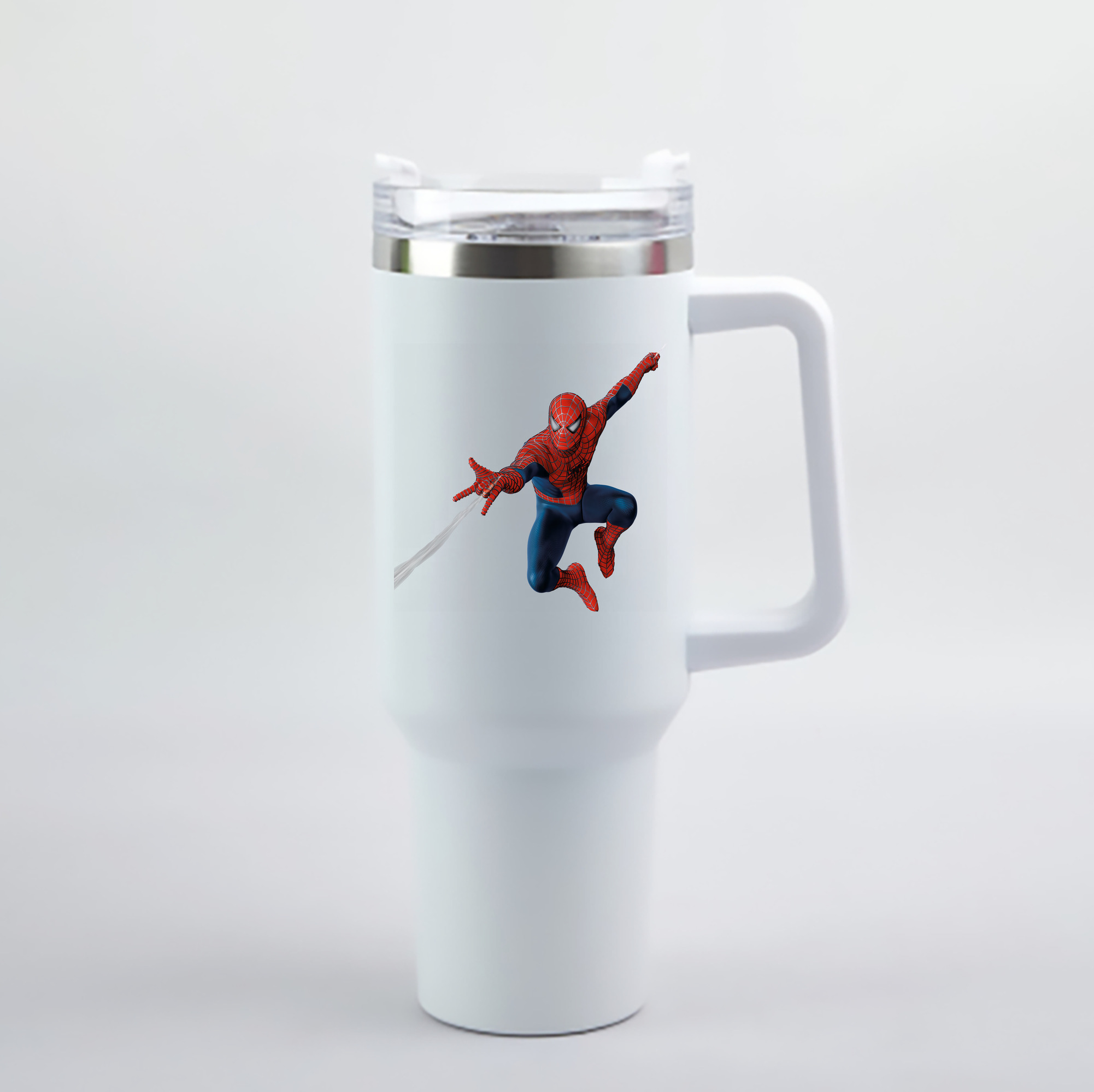 （画像用） Spider Man スパイダーマン 1200mL車用タンブラー - クリスタルステッカー（プラスチックストロー付き）