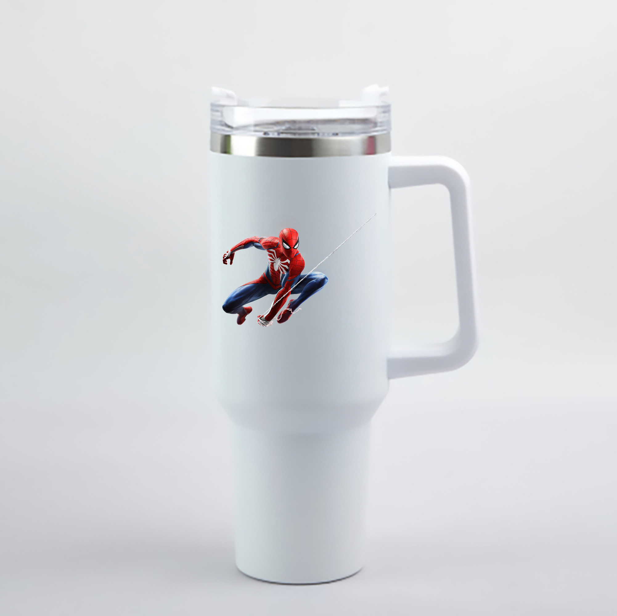 （画像用） Spider Man スパイダーマン 1200mL車用タンブラー - クリスタルステッカー（プラスチックストロー付き）