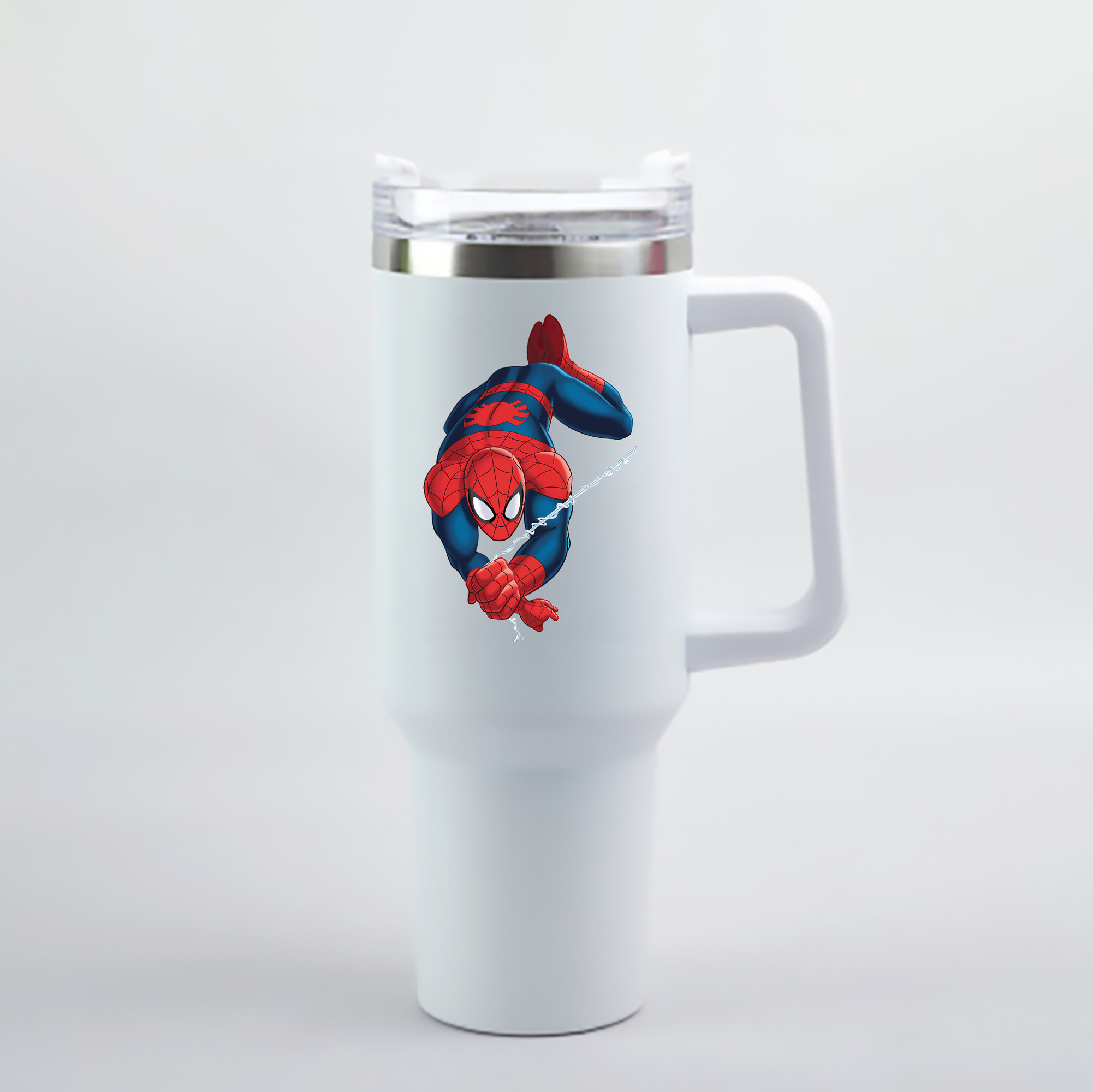 （画像用） Spider Man スパイダーマン 1200mL車用タンブラー - クリスタルステッカー（プラスチックストロー付き）