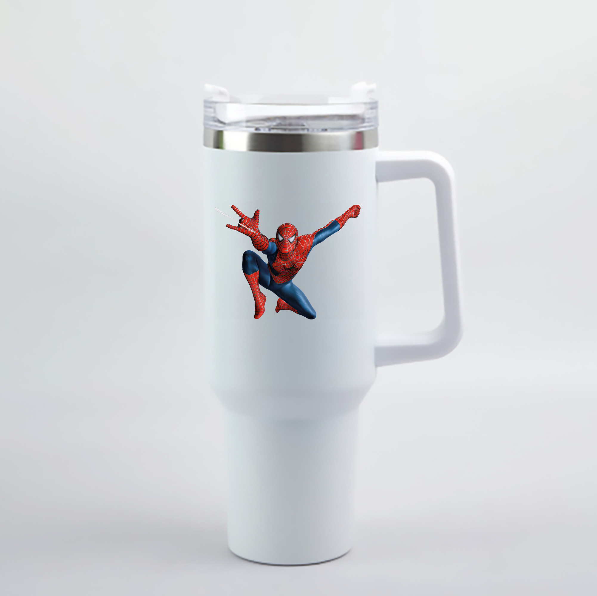 （画像用） Spider Man スパイダーマン 1200mL車用タンブラー - クリスタルステッカー（プラスチックストロー付き）