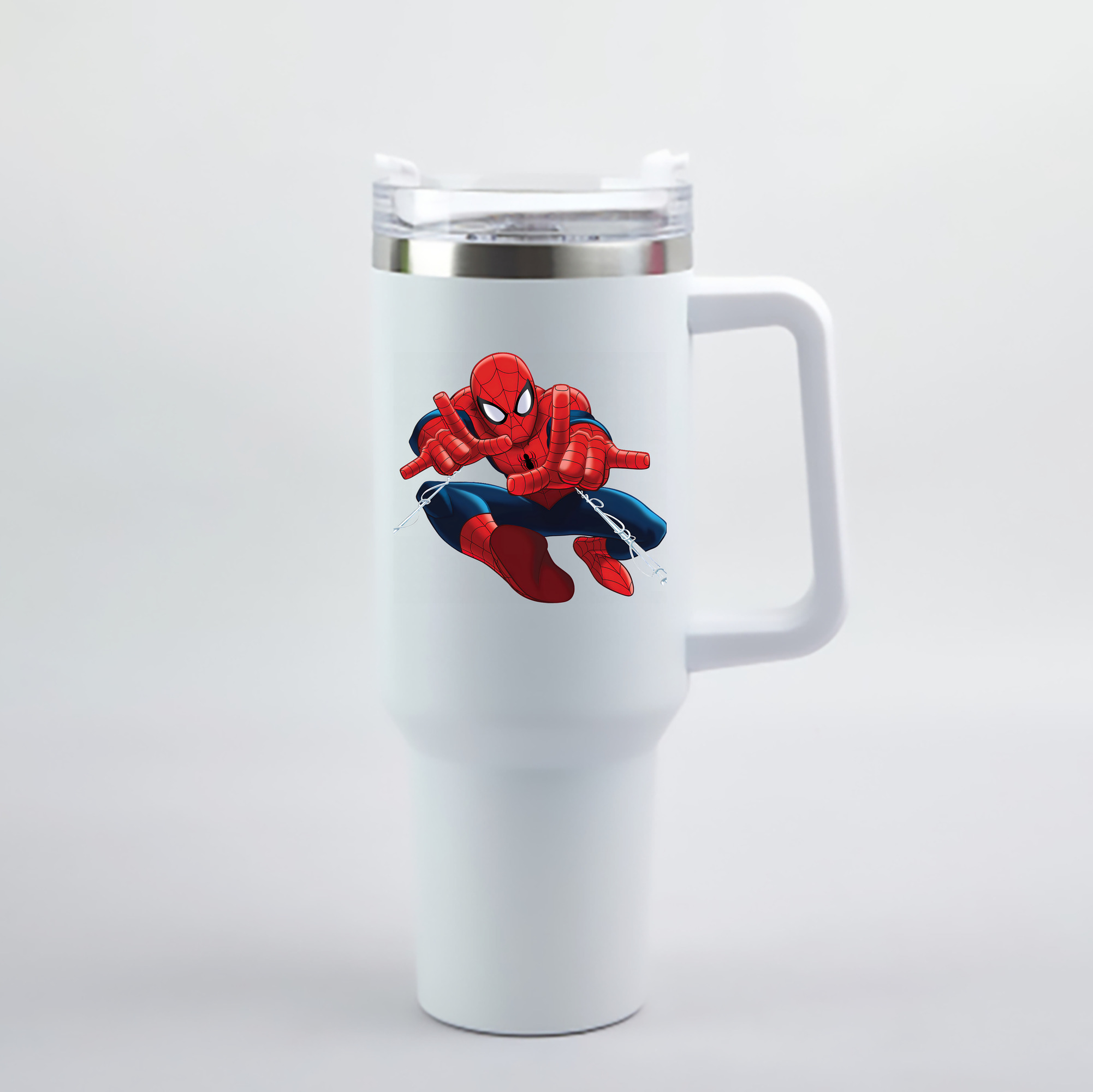 （画像用） Spider Man スパイダーマン 1200mL車用タンブラー - クリスタルステッカー（プラスチックストロー付き）