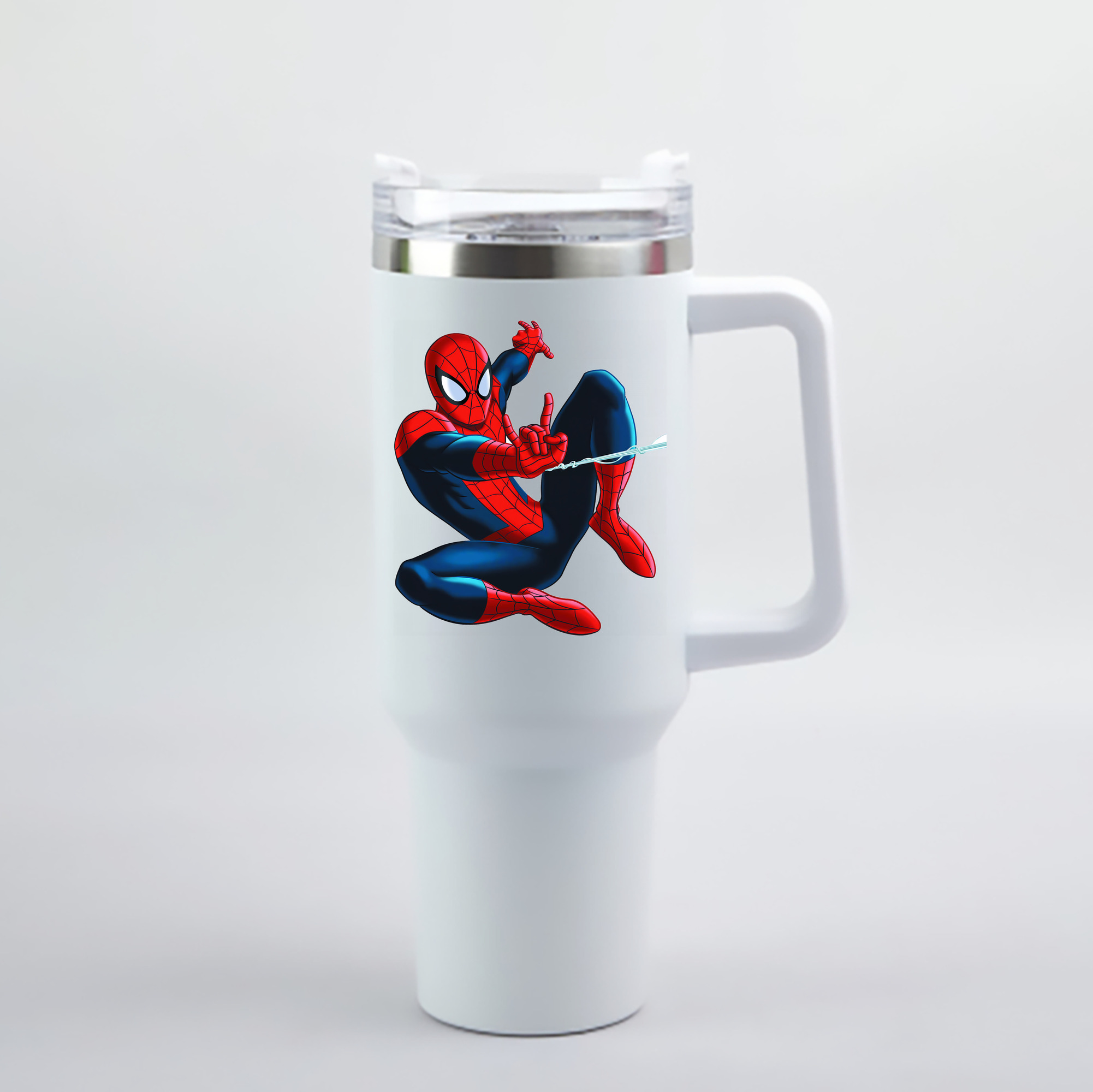 （画像用） Spider Man スパイダーマン 1200mL車用タンブラー - クリスタルステッカー（プラスチックストロー付き）