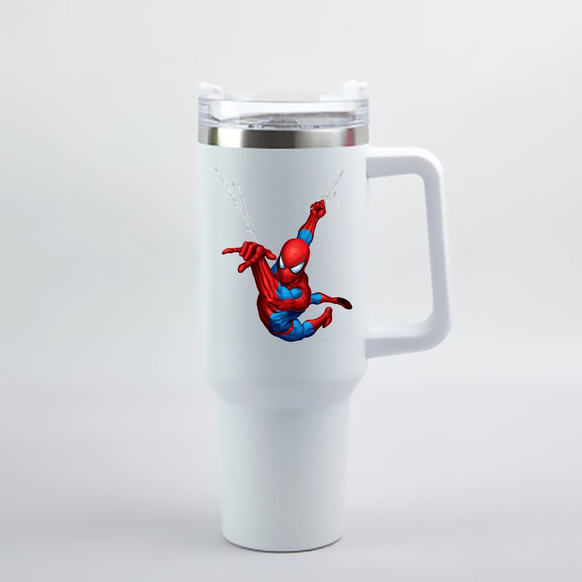 （画像用） Spider Man スパイダーマン 1200mL車用タンブラー - クリスタルステッカー（プラスチックストロー付き）
