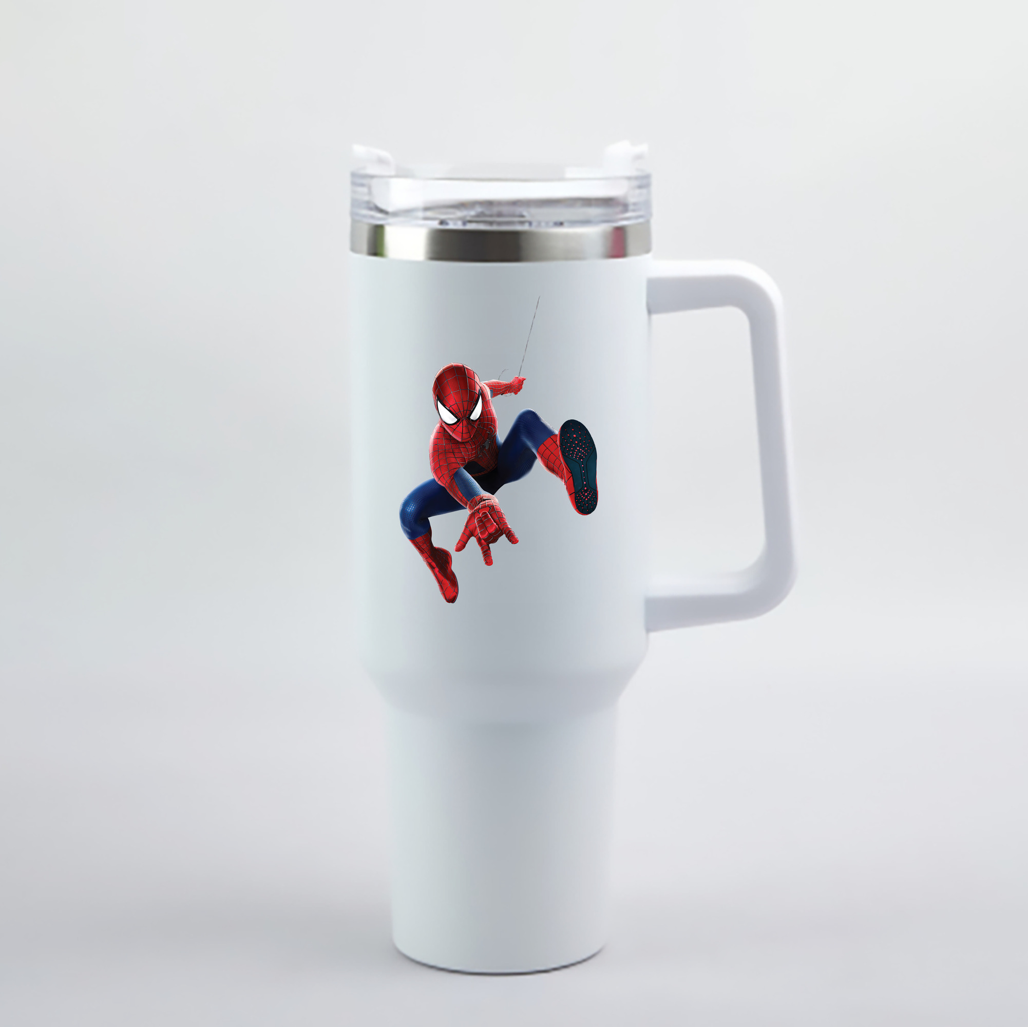 （画像用） Spider Man スパイダーマン 1200mL車用タンブラー - クリスタルステッカー（プラスチックストロー付き）