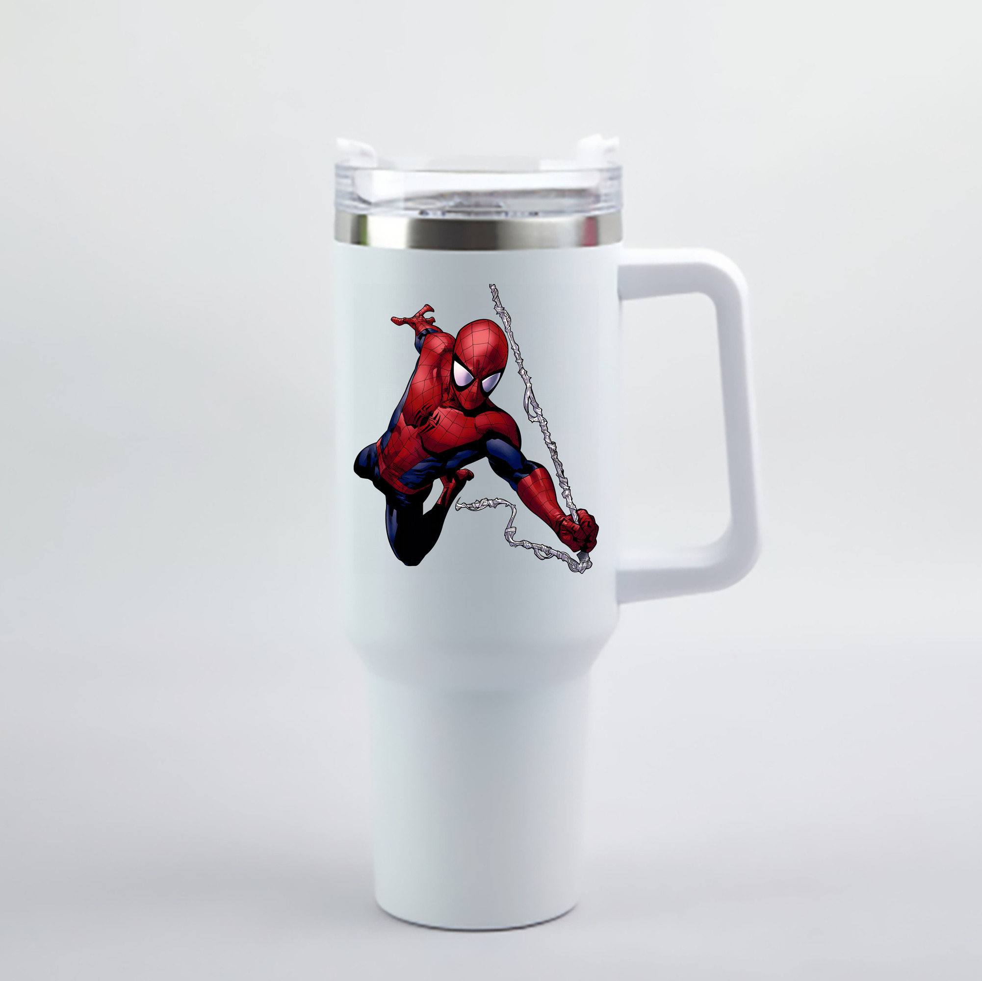 （画像用） Spider Man スパイダーマン 1200mL車用タンブラー - クリスタルステッカー（プラスチックストロー付き）