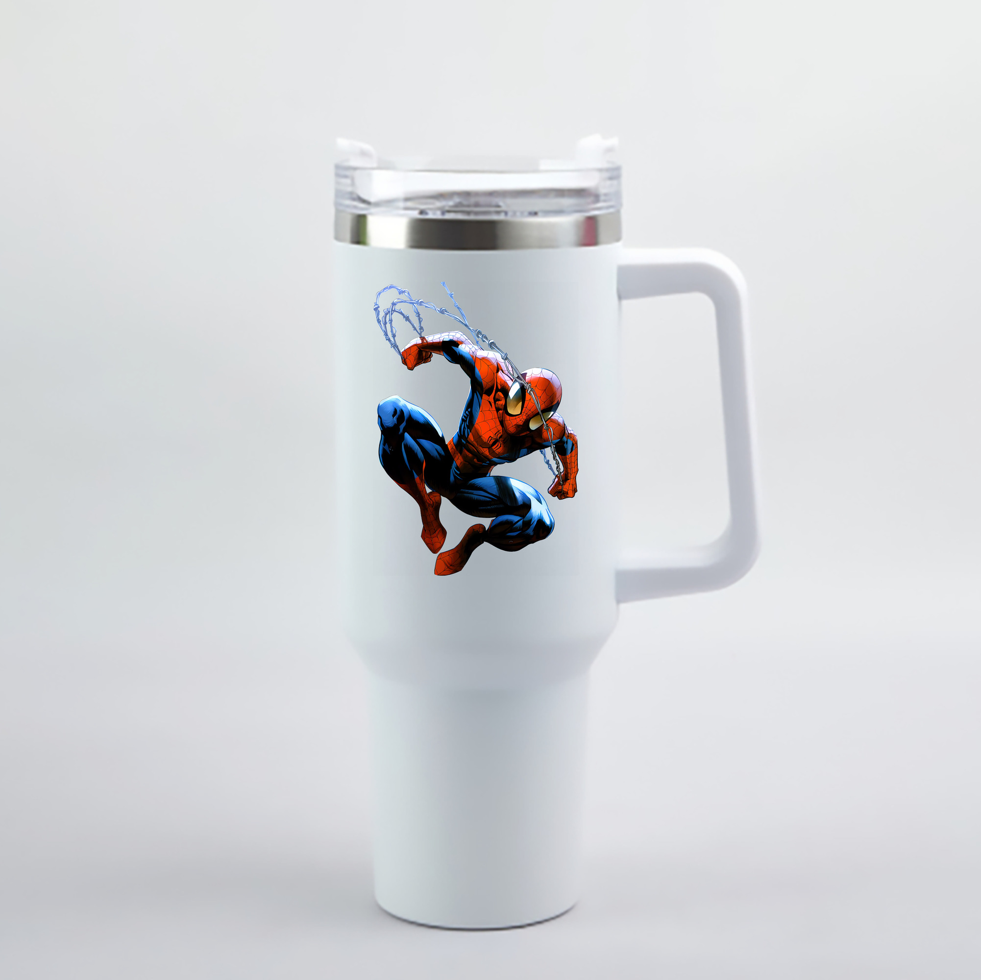 （画像用） Spider Man スパイダーマン 1200mL車用タンブラー - クリスタルステッカー（プラスチックストロー付き）