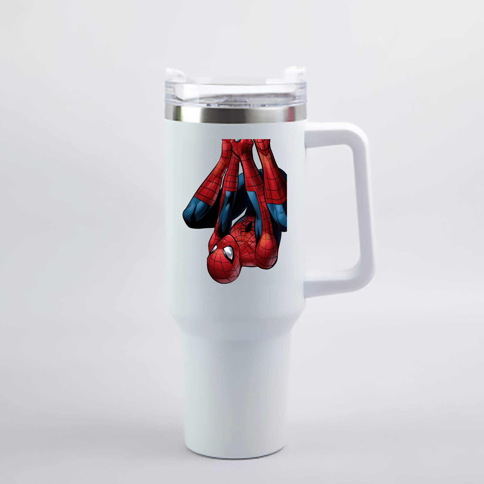 （画像用） Spider Man スパイダーマン 1200mL車用タンブラー - クリスタルステッカー（プラスチックストロー付き）