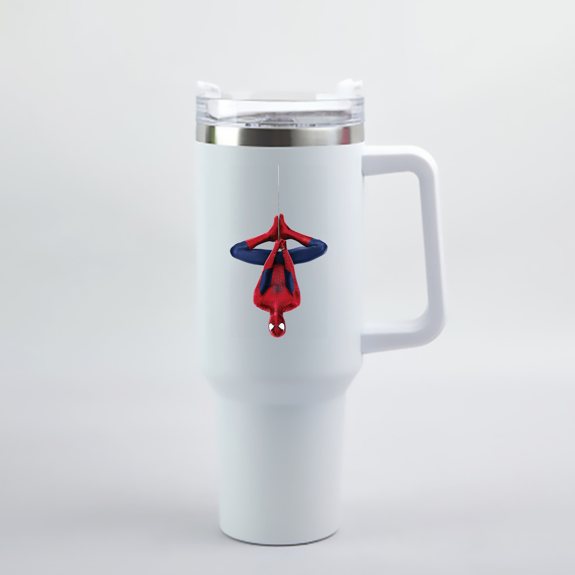 （画像用） Spider Man スパイダーマン 1200mL車用タンブラー - クリスタルステッカー（プラスチックストロー付き）