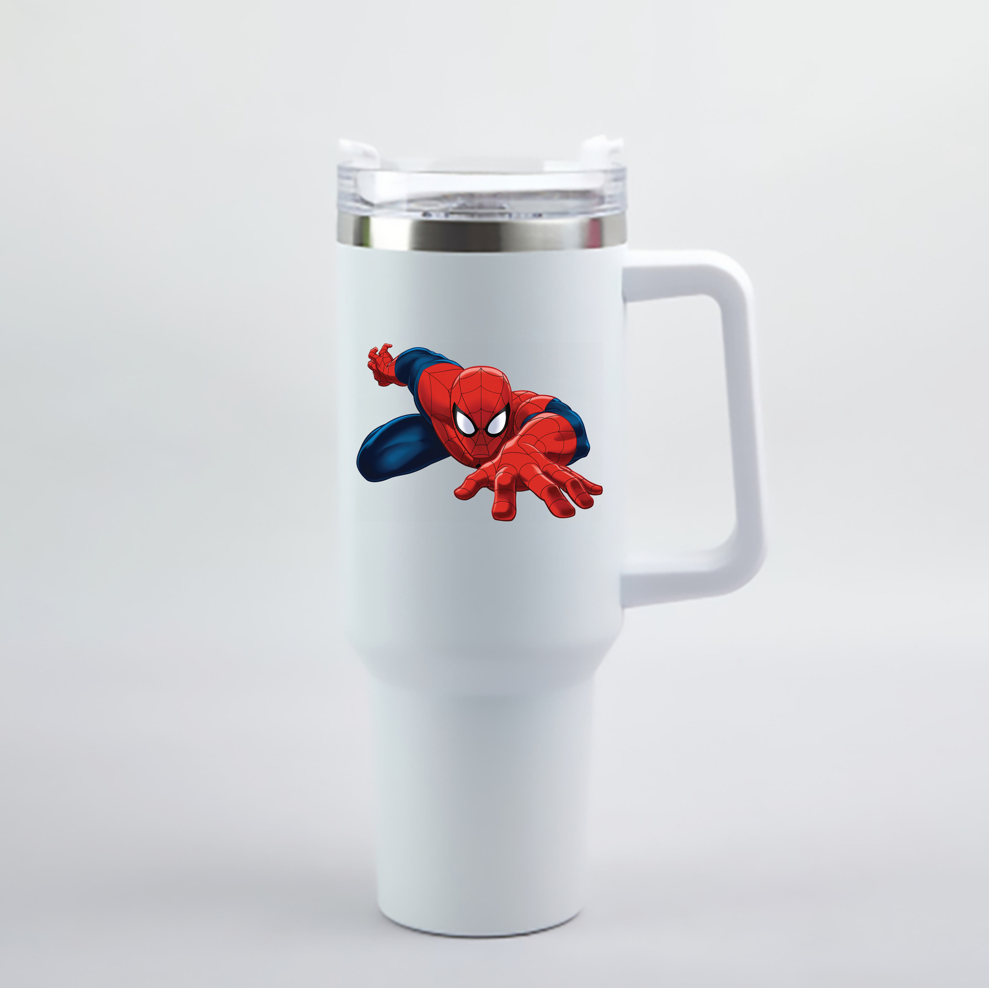 （画像用） Spider Man スパイダーマン 1200mL車用タンブラー - クリスタルステッカー（プラスチックストロー付き）