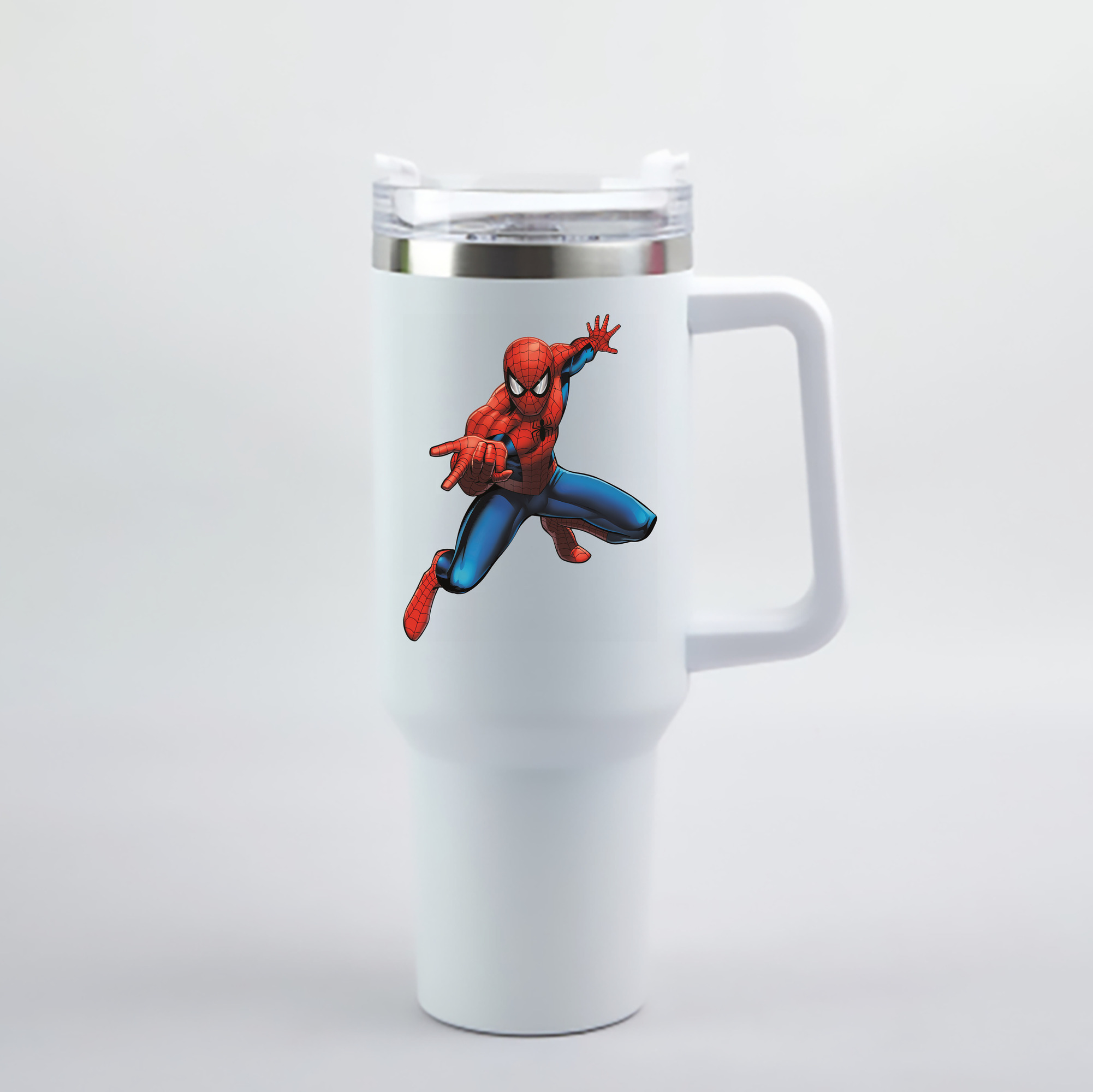 （画像用） Spider Man スパイダーマン 1200mL車用タンブラー - クリスタルステッカー（プラスチックストロー付き）