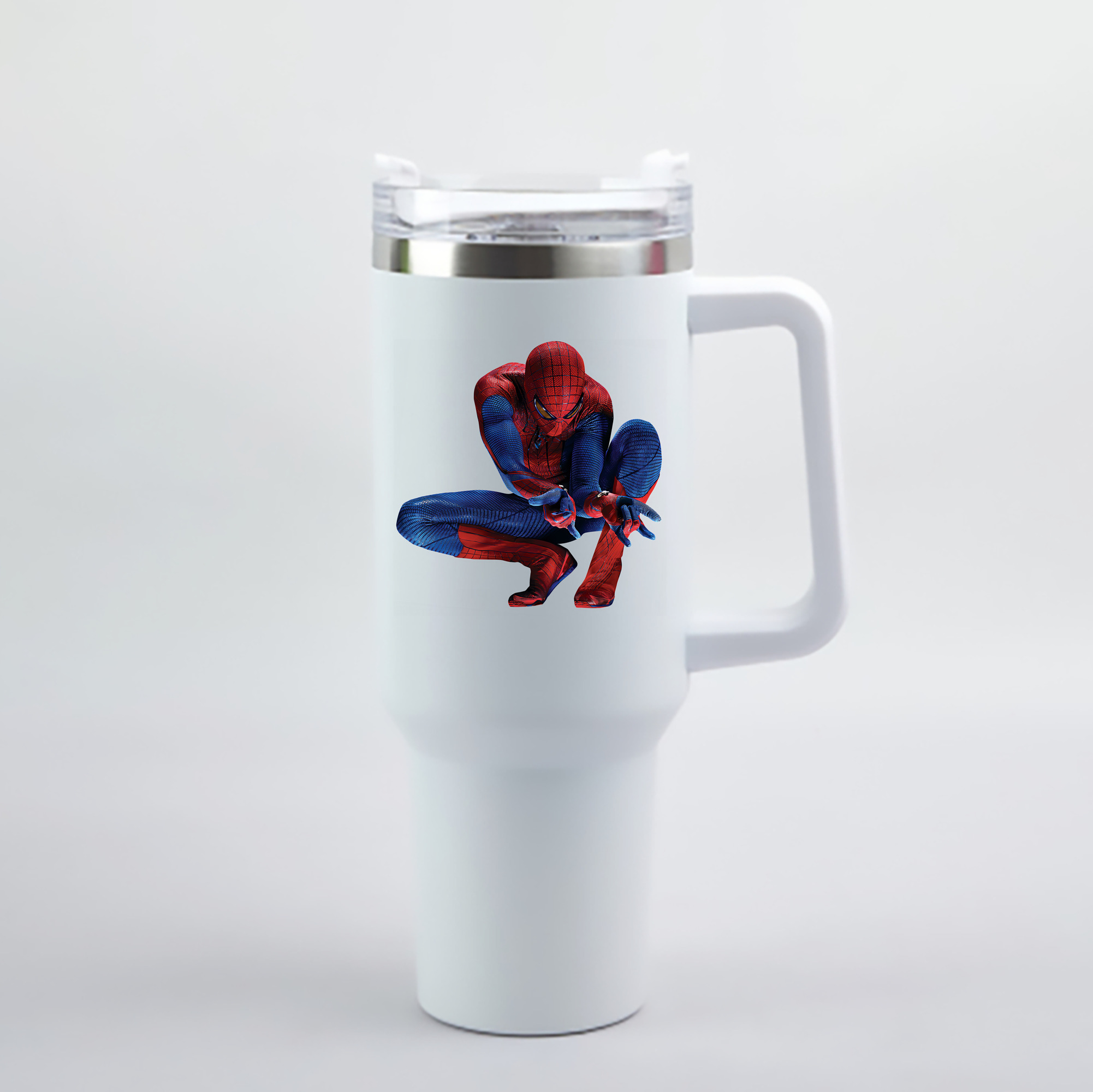 （画像用） Spider Man スパイダーマン 1200mL車用タンブラー - クリスタルステッカー（プラスチックストロー付き）