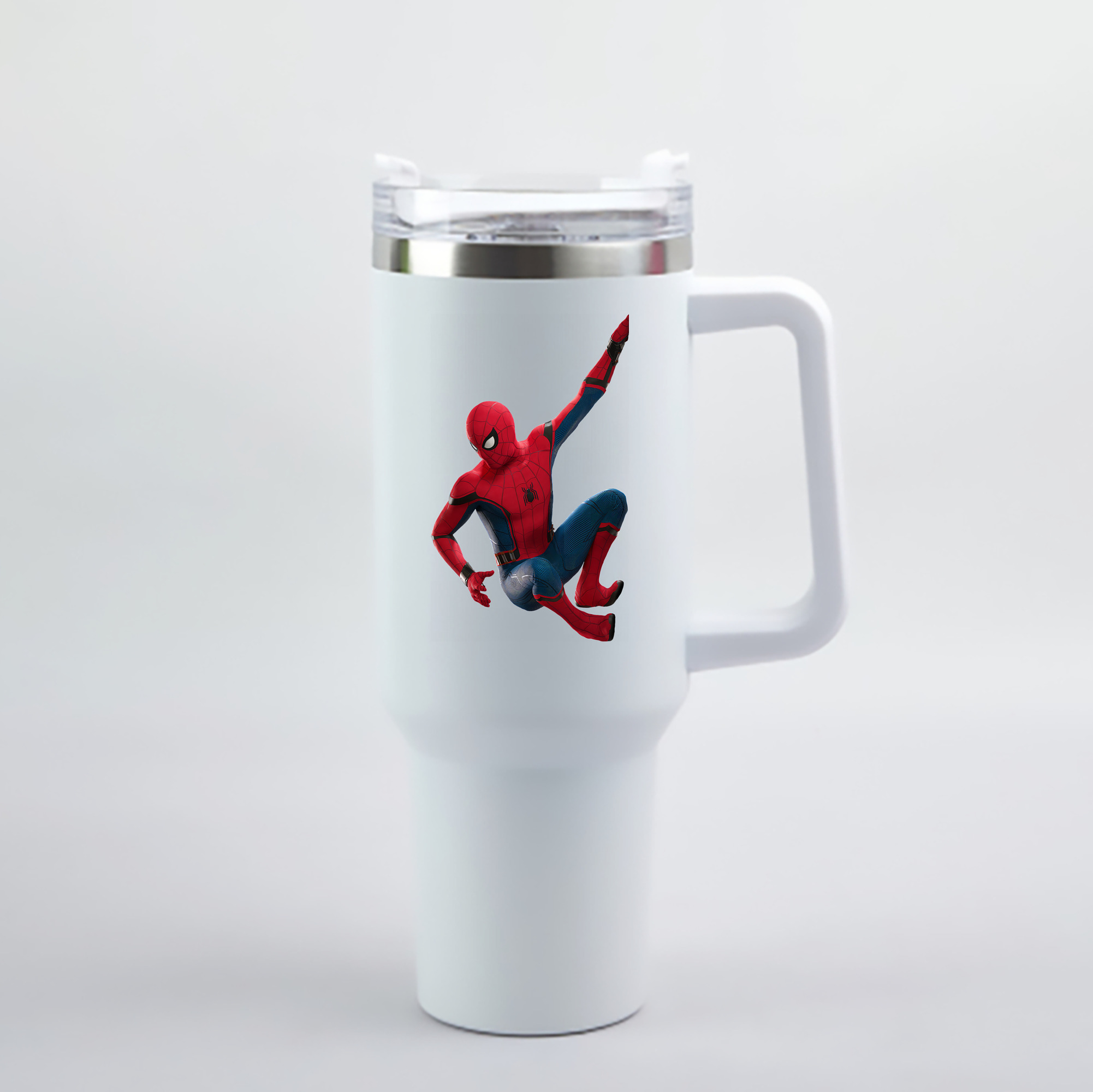 （画像用） Spider Man スパイダーマン 1200mL車用タンブラー - クリスタルステッカー（プラスチックストロー付き）