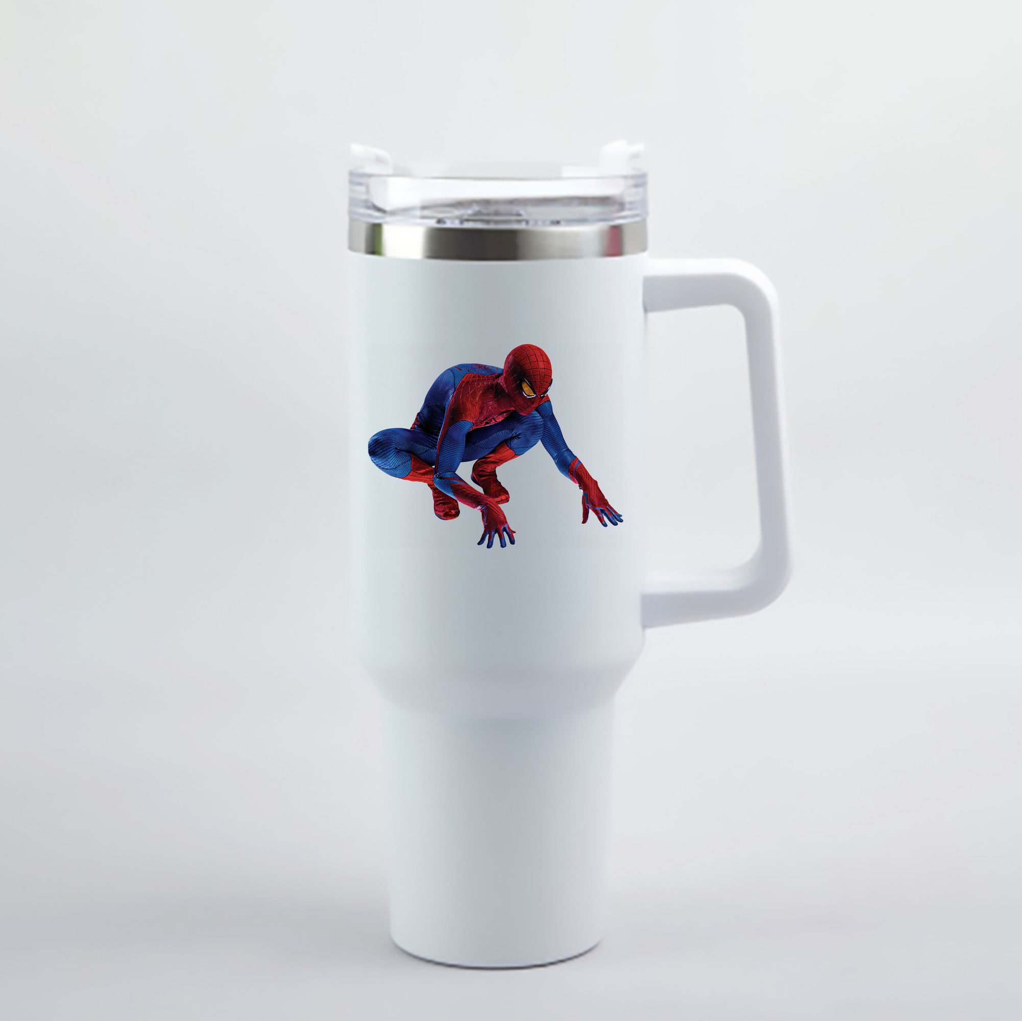 （画像用） Spider Man スパイダーマン 1200mL車用タンブラー - クリスタルステッカー（プラスチックストロー付き）