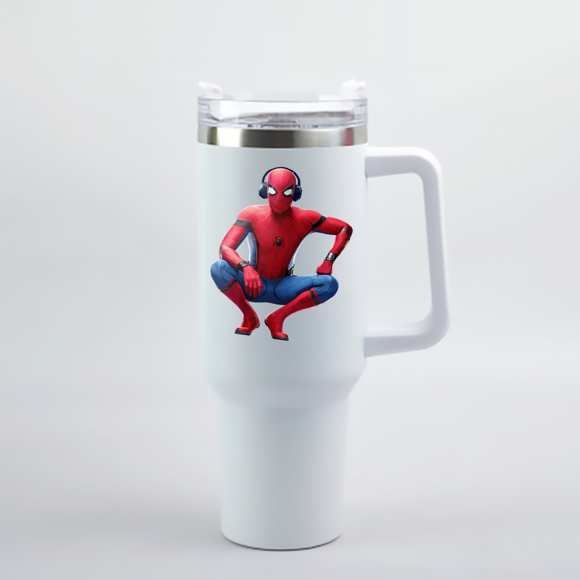 （画像用） Spider Man スパイダーマン 1200mL車用タンブラー - クリスタルステッカー（プラスチックストロー付き）