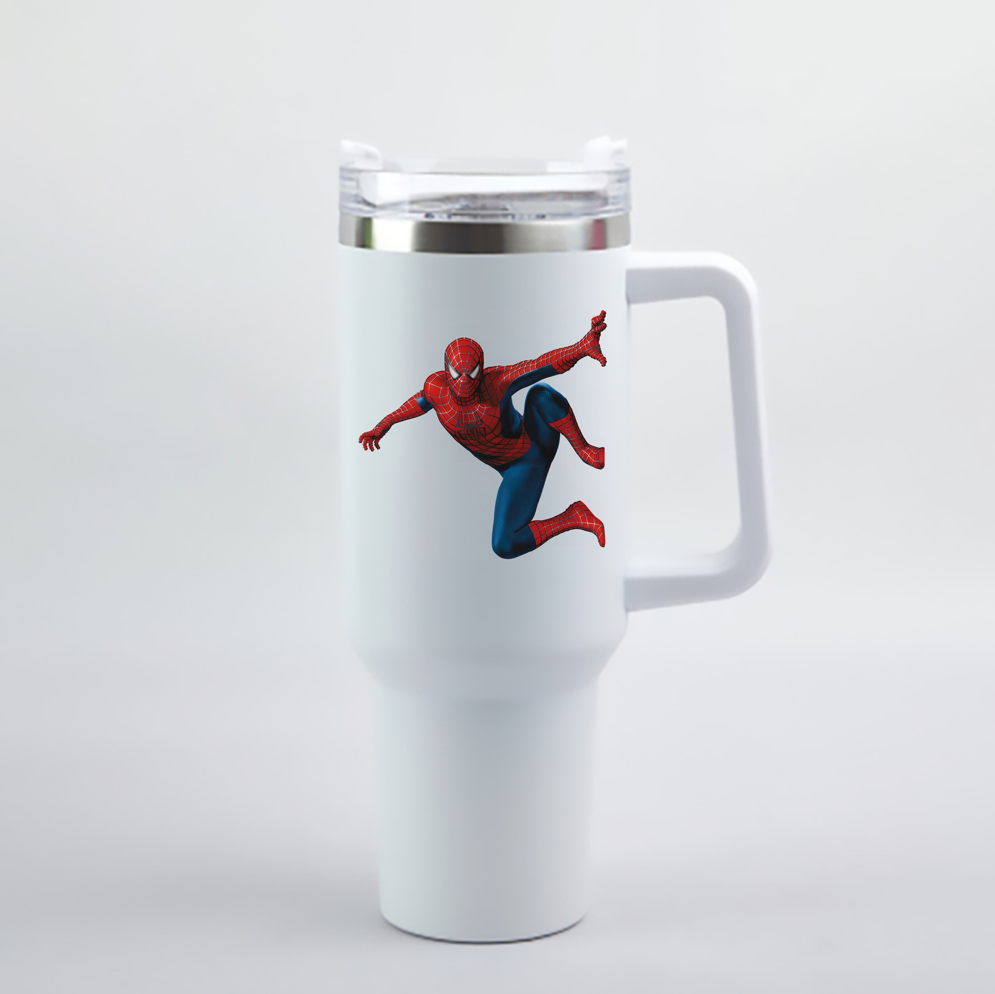 （画像用） Spider Man スパイダーマン 1200mL車用タンブラー - クリスタルステッカー（プラスチックストロー付き）