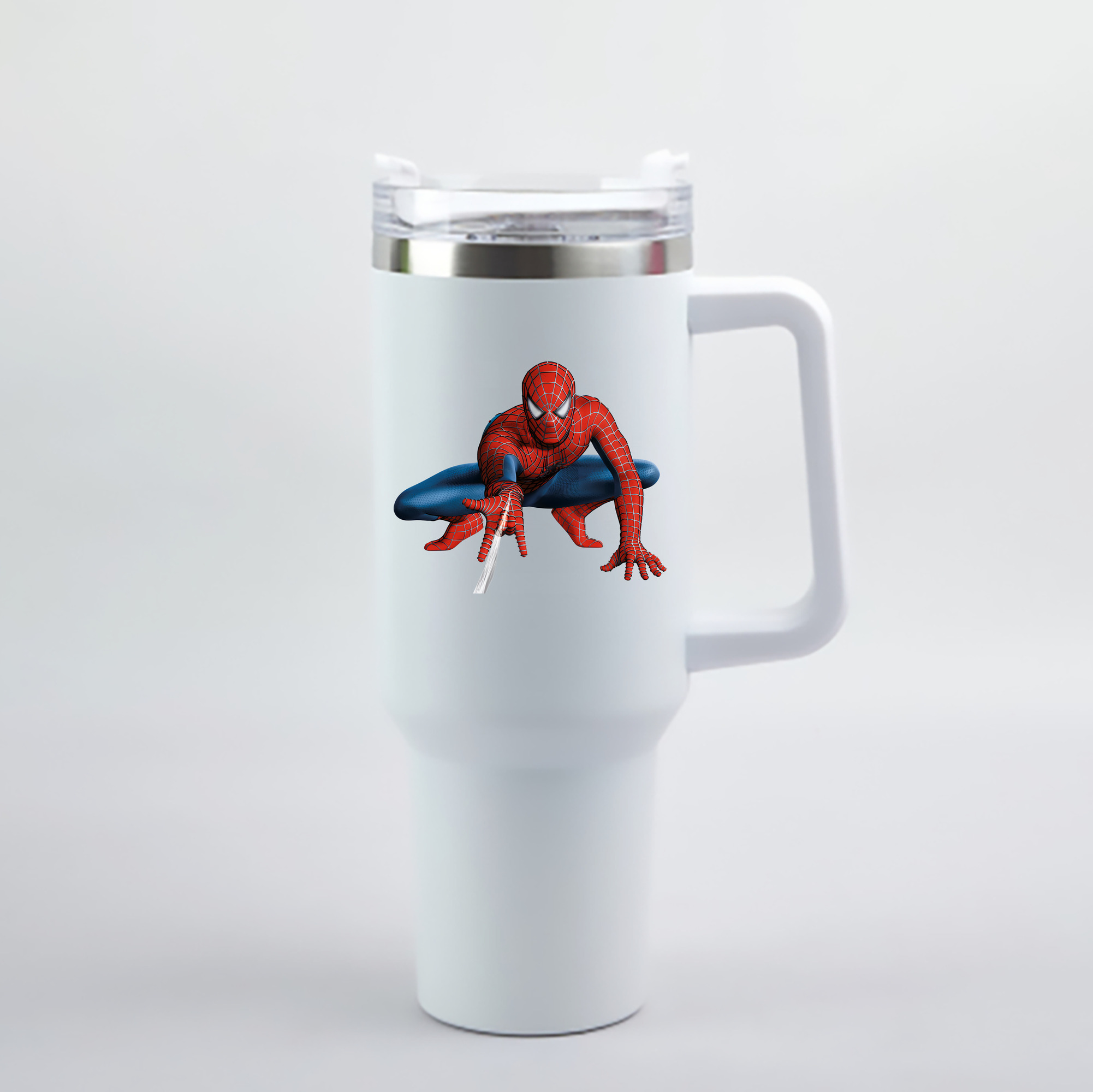 （画像用） Spider Man スパイダーマン 1200mL車用タンブラー - クリスタルステッカー（プラスチックストロー付き）