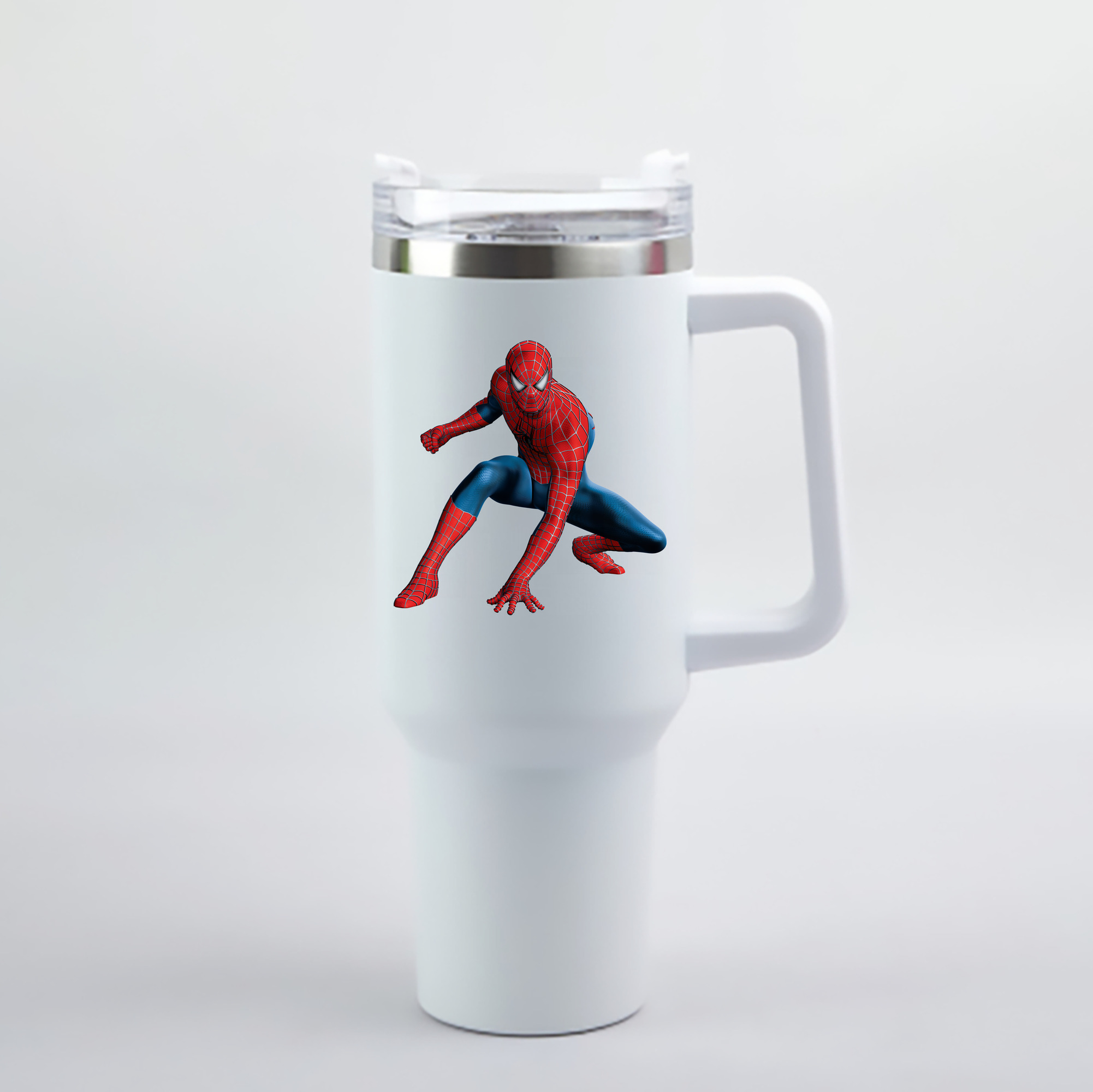 （画像用） Spider Man スパイダーマン 1200mL車用タンブラー - クリスタルステッカー（プラスチックストロー付き）