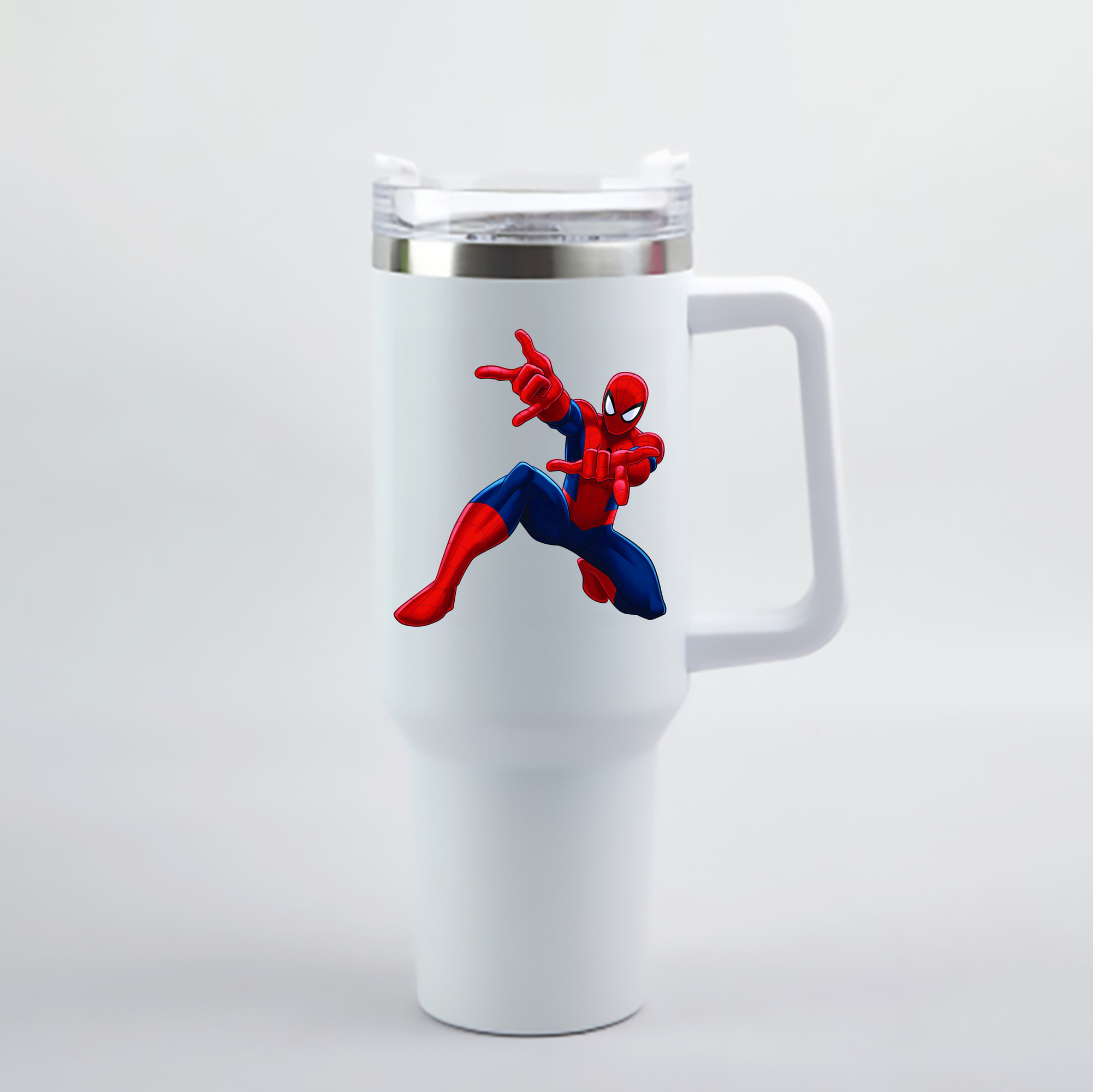 （画像用） Spider Man スパイダーマン 1200mL車用タンブラー - クリスタルステッカー（プラスチックストロー付き）
